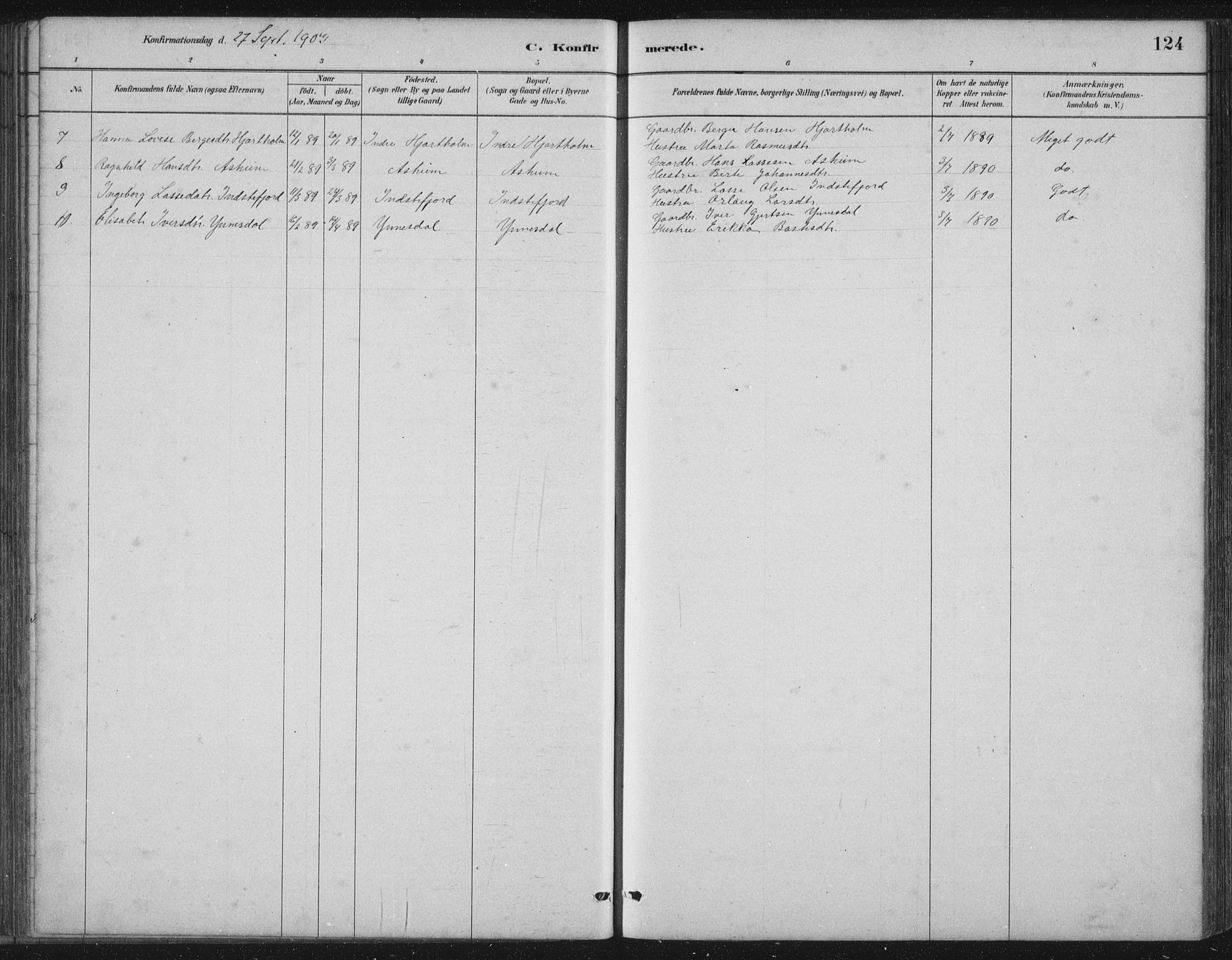 Gulen sokneprestembete, SAB/A-80201/H/Hab/Habc/L0002: Parish register (copy) no. C 2, 1880-1938, p. 124