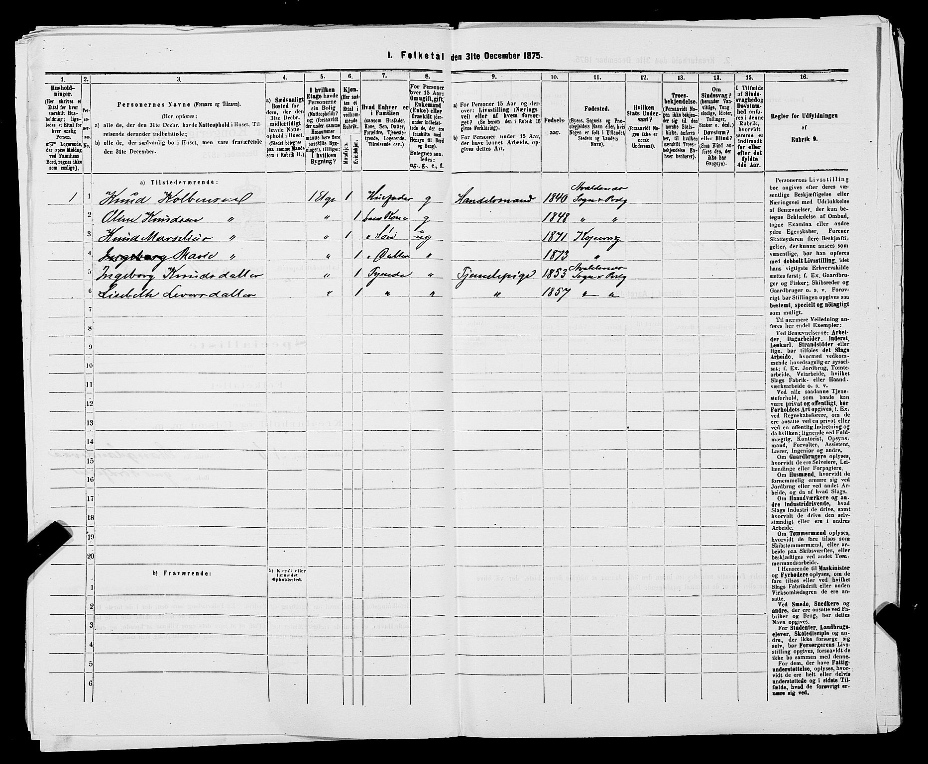 SAST, 1875 census for 1105B Avaldsnes/Kopervik, 1875, p. 206