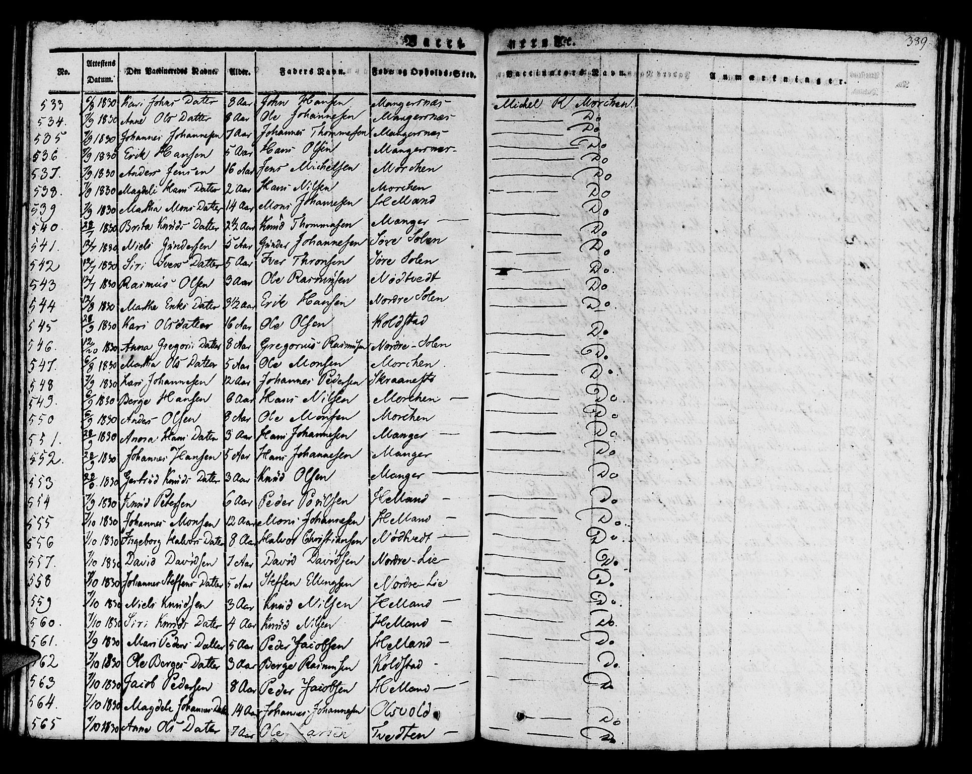 Manger sokneprestembete, AV/SAB-A-76801/H/Haa: Parish register (official) no. A 4, 1824-1838, p. 389