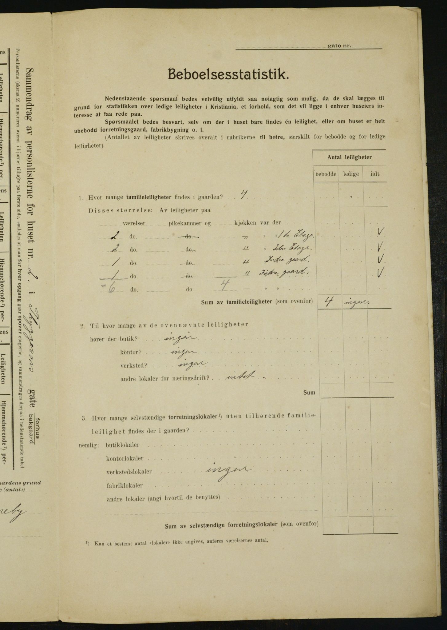 OBA, Municipal Census 1910 for Kristiania, 1910, p. 105676