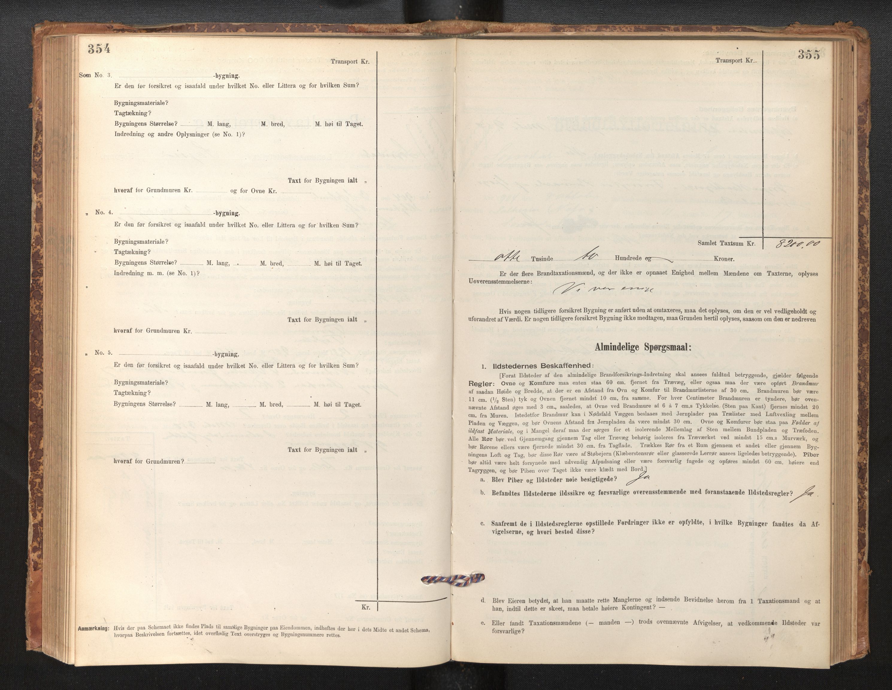 Lensmannen i Sogndal, AV/SAB-A-29901/0012/L0008: Branntakstprotokoll, skjematakst, 1895-1906, p. 354-355