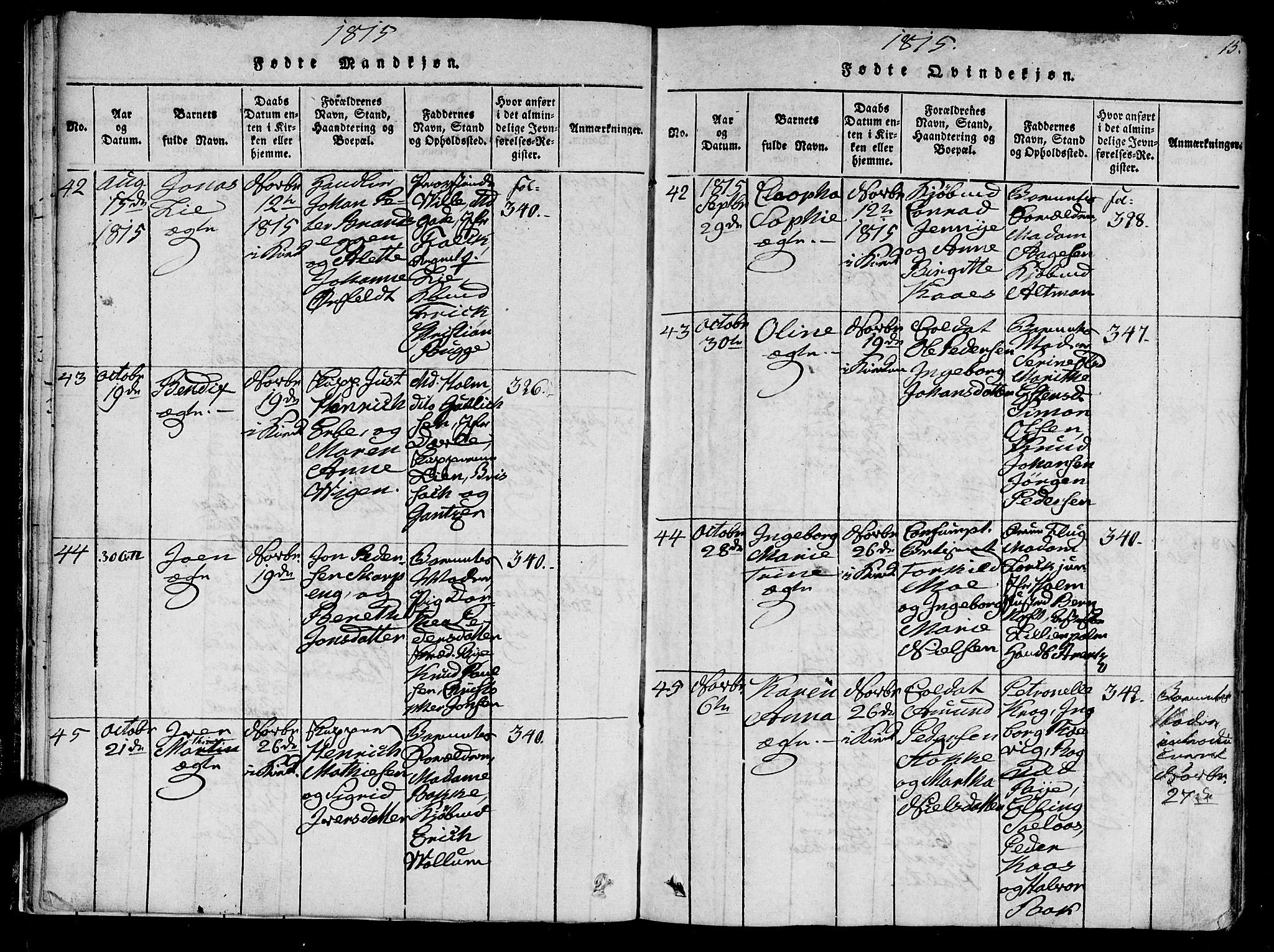 Ministerialprotokoller, klokkerbøker og fødselsregistre - Sør-Trøndelag, SAT/A-1456/602/L0107: Parish register (official) no. 602A05, 1815-1821, p. 15
