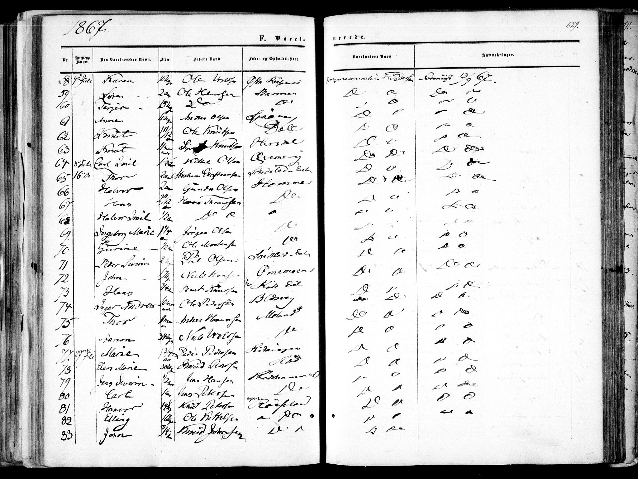 Søndeled sokneprestkontor, SAK/1111-0038/F/Fa/L0003: Parish register (official) no. A 3, 1861-1879, p. 629