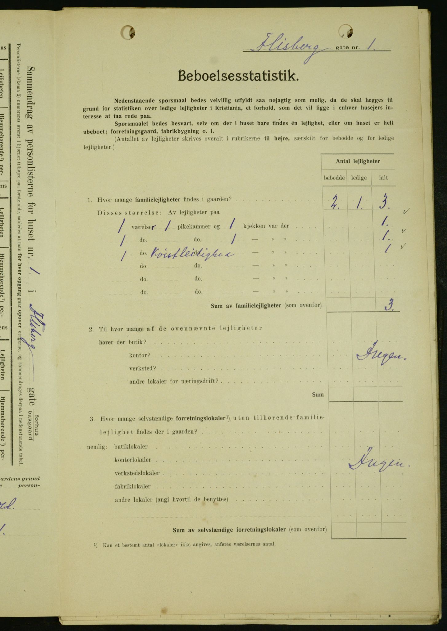 OBA, Municipal Census 1909 for Kristiania, 1909, p. 22222