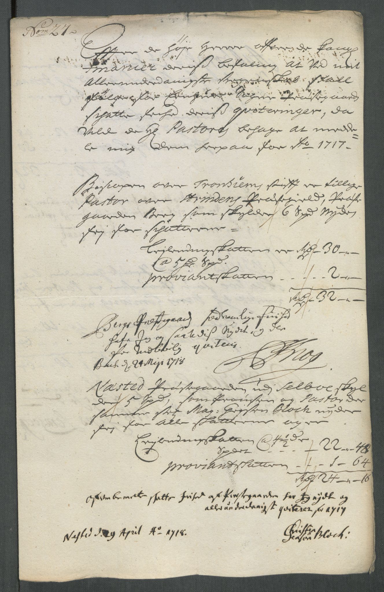 Rentekammeret inntil 1814, Reviderte regnskaper, Fogderegnskap, AV/RA-EA-4092/R61/L4116: Fogderegnskap Strinda og Selbu, 1717-1718, p. 209