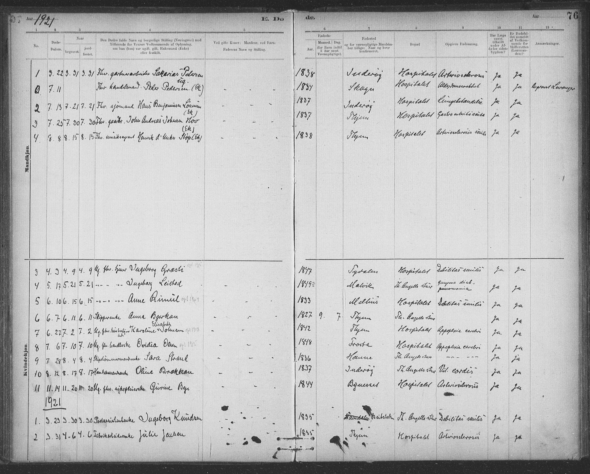 Ministerialprotokoller, klokkerbøker og fødselsregistre - Sør-Trøndelag, SAT/A-1456/623/L0470: Parish register (official) no. 623A04, 1884-1938, p. 76