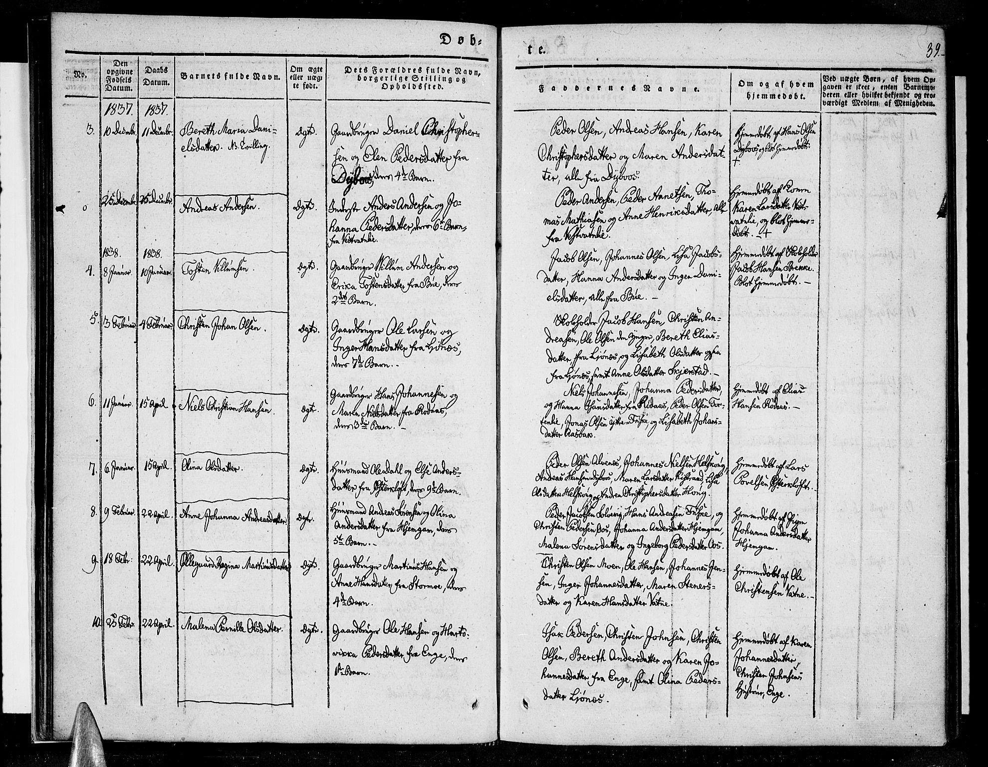 Ministerialprotokoller, klokkerbøker og fødselsregistre - Nordland, SAT/A-1459/852/L0737: Parish register (official) no. 852A07, 1833-1849, p. 39