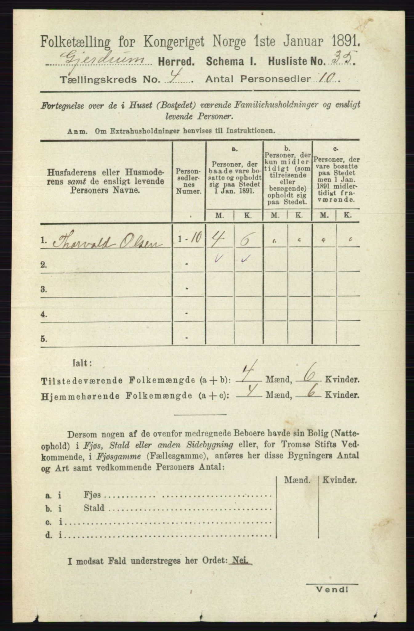 RA, 1891 census for 0234 Gjerdrum, 1891, p. 1784