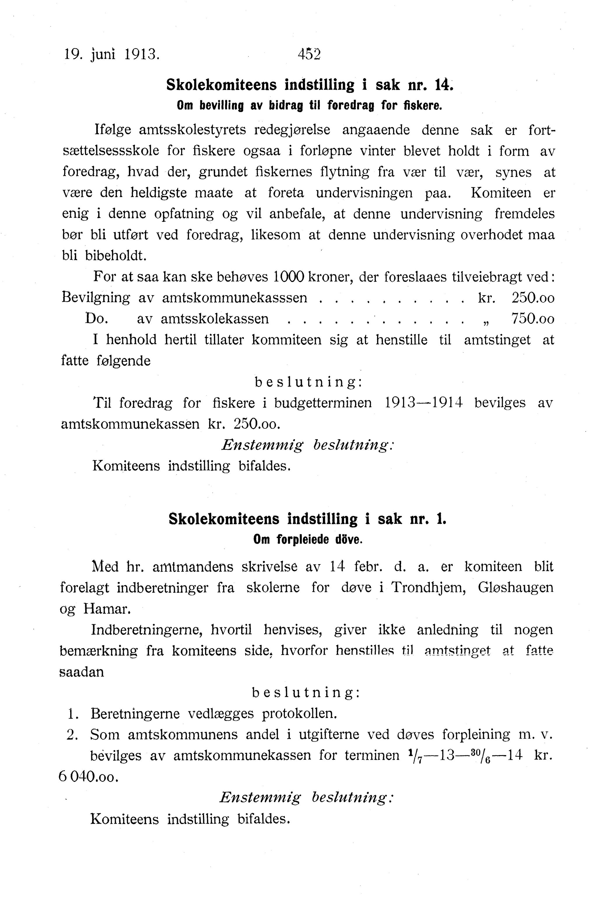 Nordland Fylkeskommune. Fylkestinget, AIN/NFK-17/176/A/Ac/L0036: Fylkestingsforhandlinger 1913, 1913