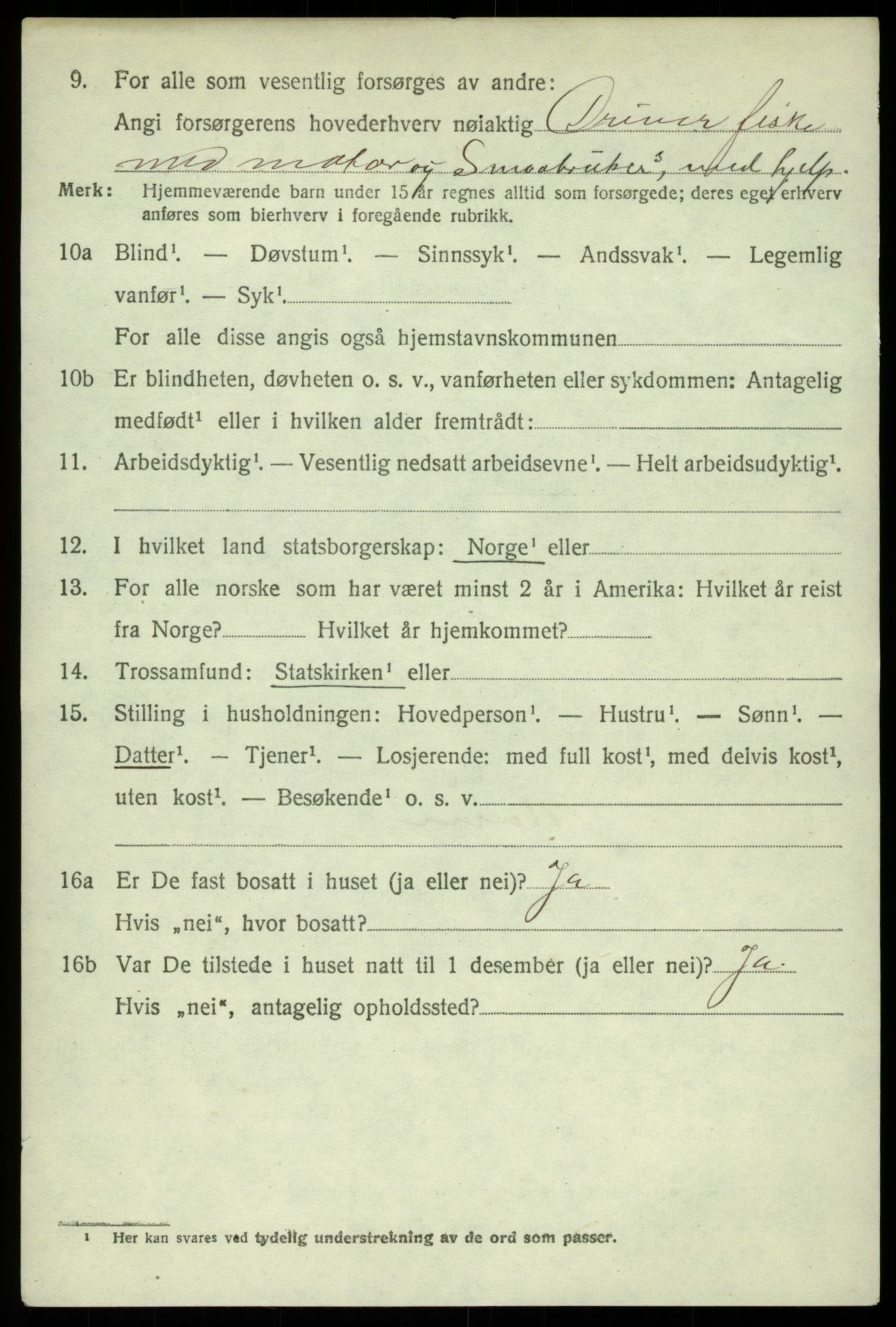 SAB, 1920 census for Sund, 1920, p. 4418