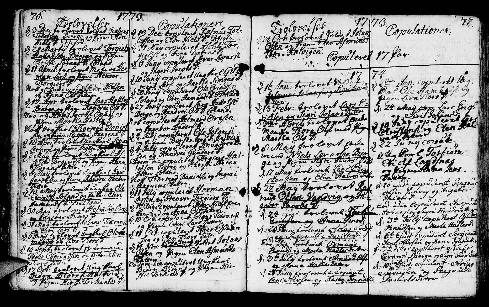 Jelsa sokneprestkontor, SAST/A-101842/01/IV: Parish register (official) no. A 3, 1768-1796, p. 76-77