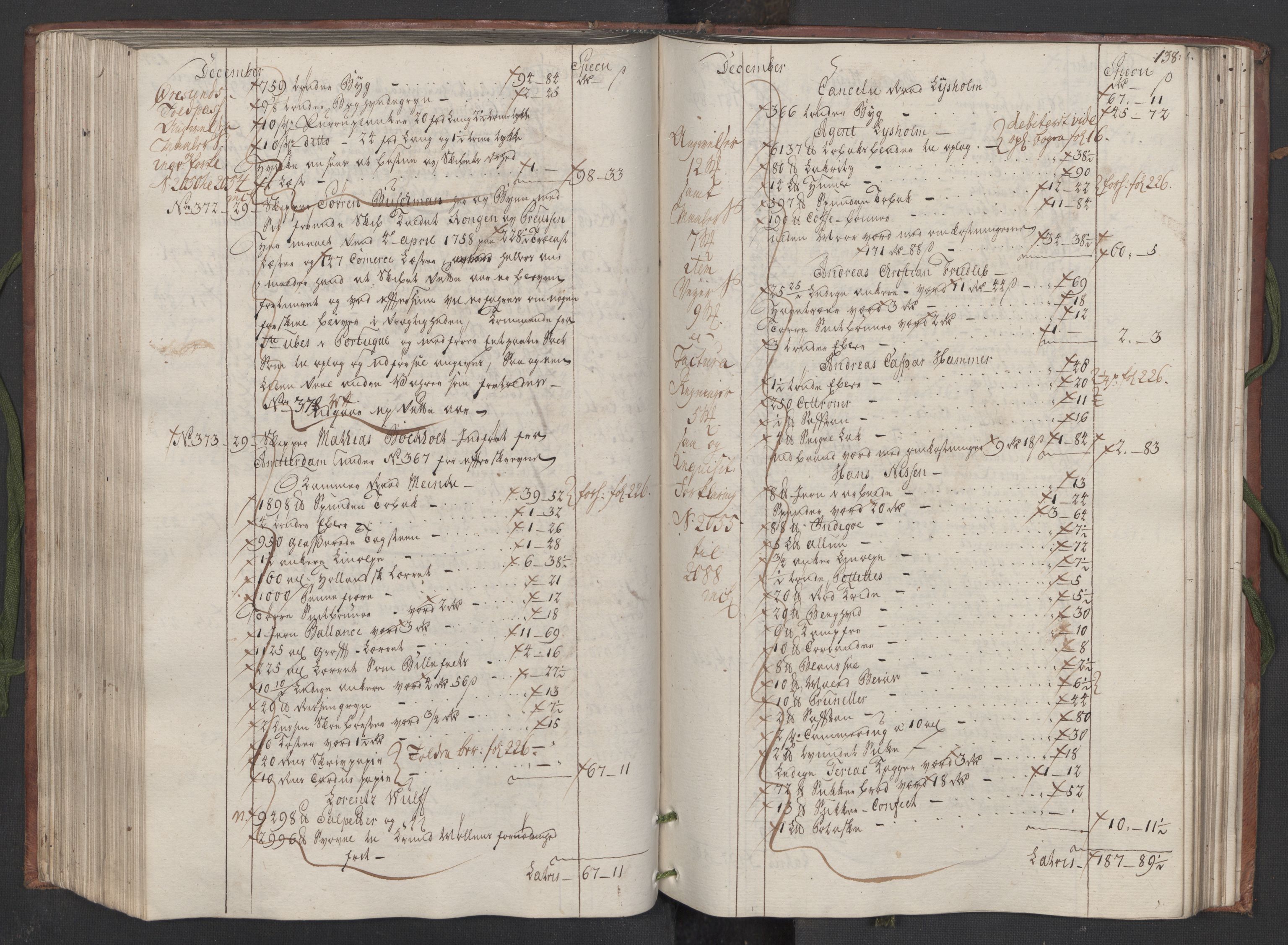 Generaltollkammeret, tollregnskaper, AV/RA-EA-5490/R33/L0082/0001: Tollregnskaper Trondheim A / Inngående hovedtollbok, 1764, p. 137b-138a