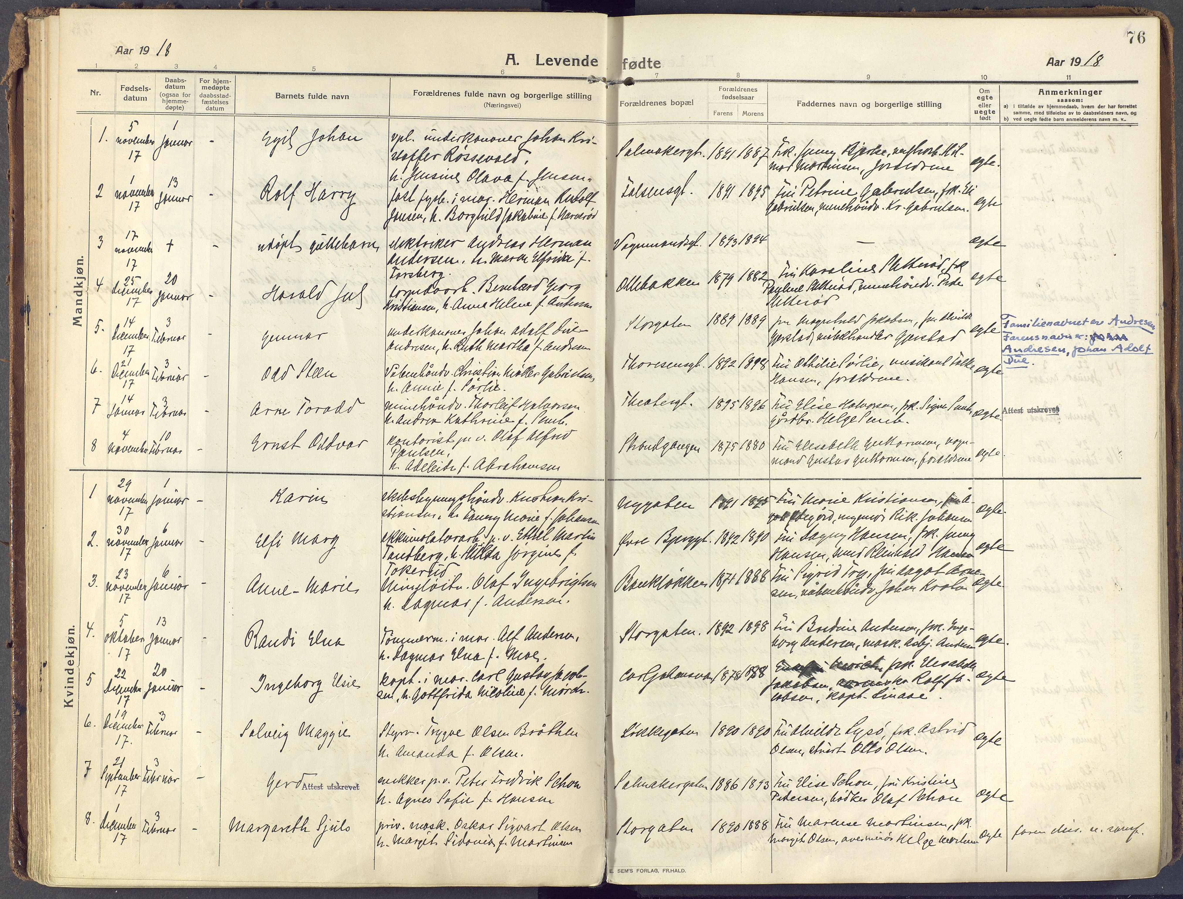 Horten kirkebøker, SAKO/A-348/F/Fa/L0012: Parish register (official) no. 12, 1913-1926, p. 76