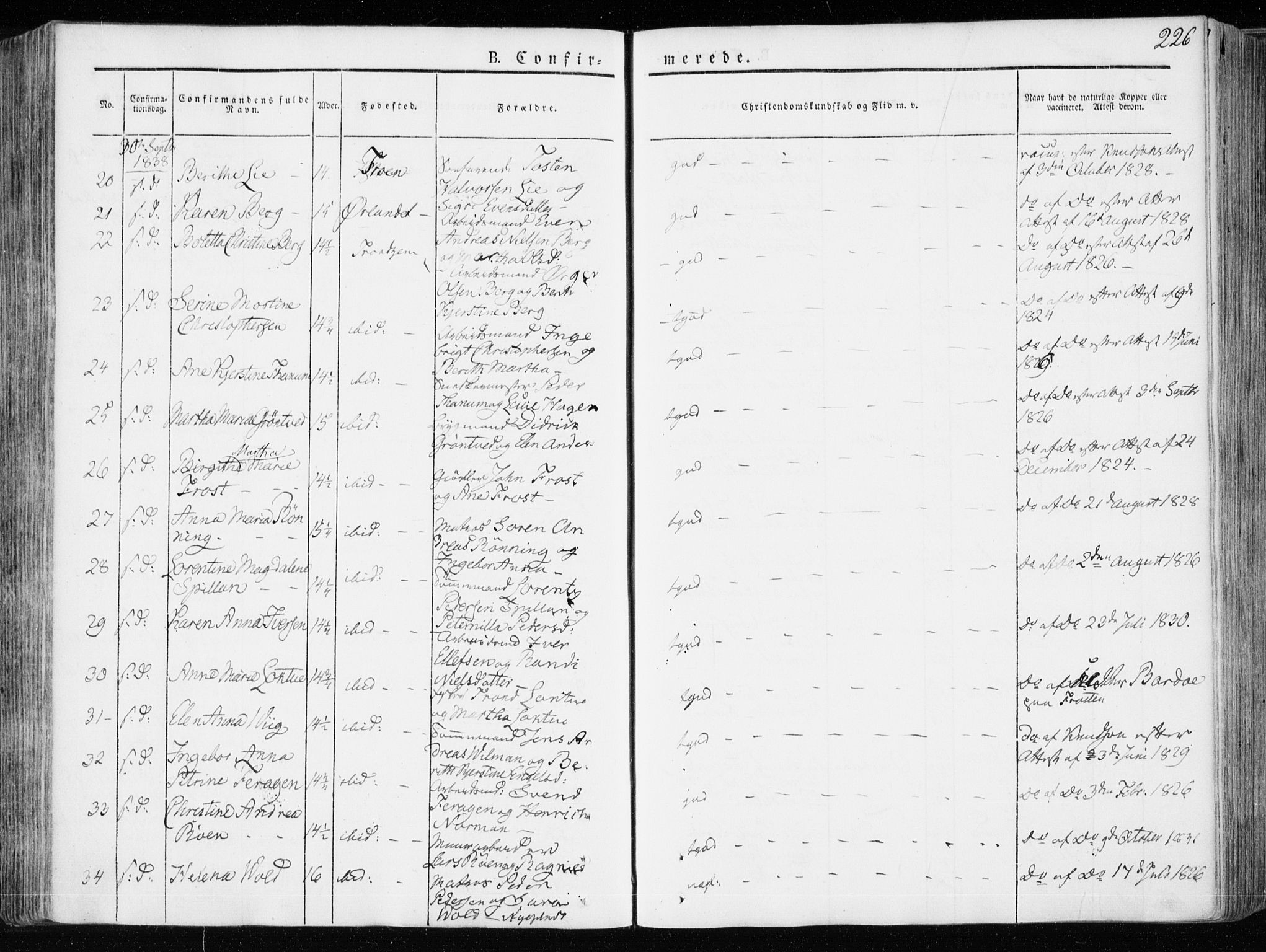 Ministerialprotokoller, klokkerbøker og fødselsregistre - Sør-Trøndelag, AV/SAT-A-1456/601/L0047: Parish register (official) no. 601A15, 1831-1839, p. 226