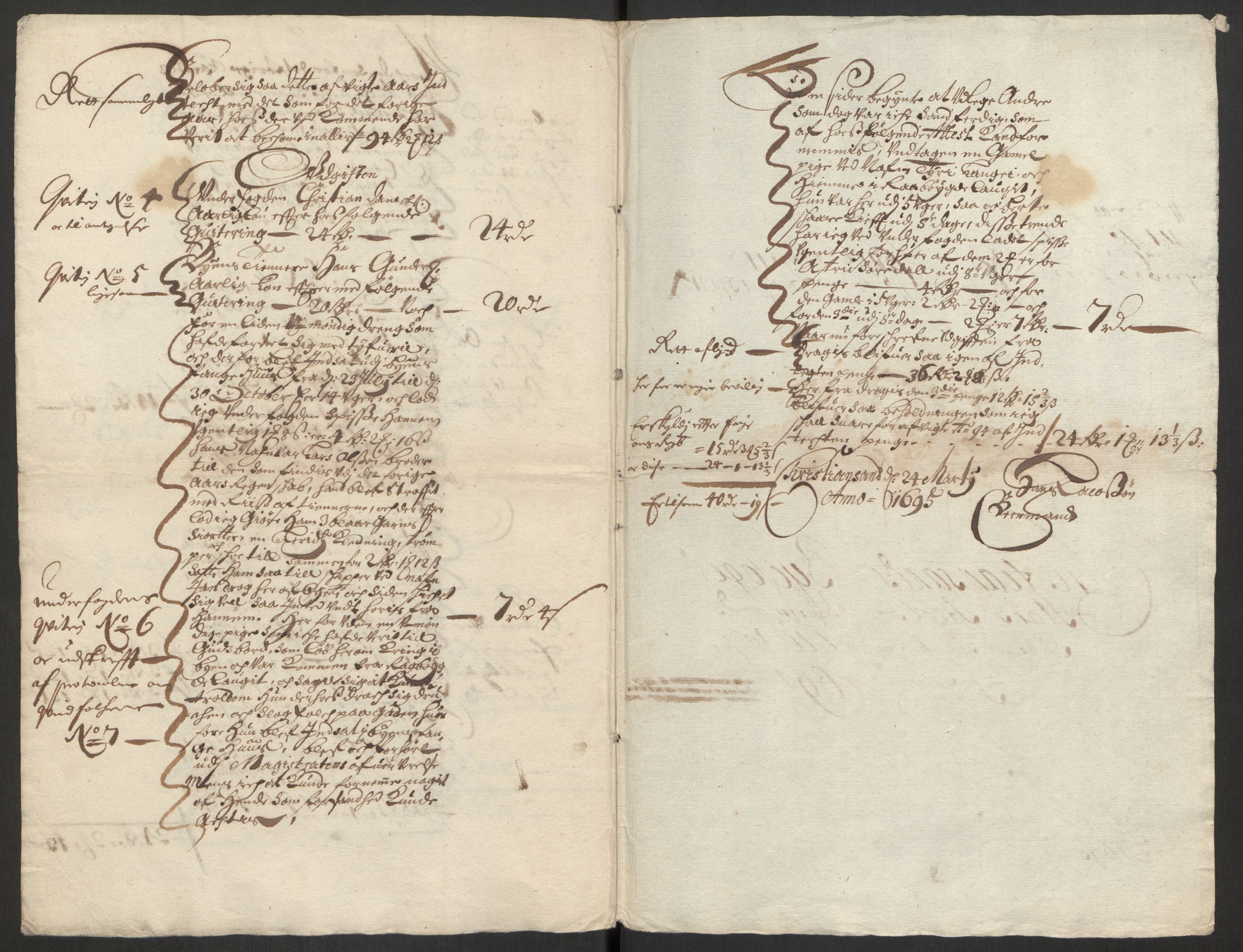 Rentekammeret inntil 1814, Reviderte regnskaper, Byregnskaper, AV/RA-EA-4066/R/Rm/L0285: [M18] Sikt og sakefall, 1681-1718, p. 210