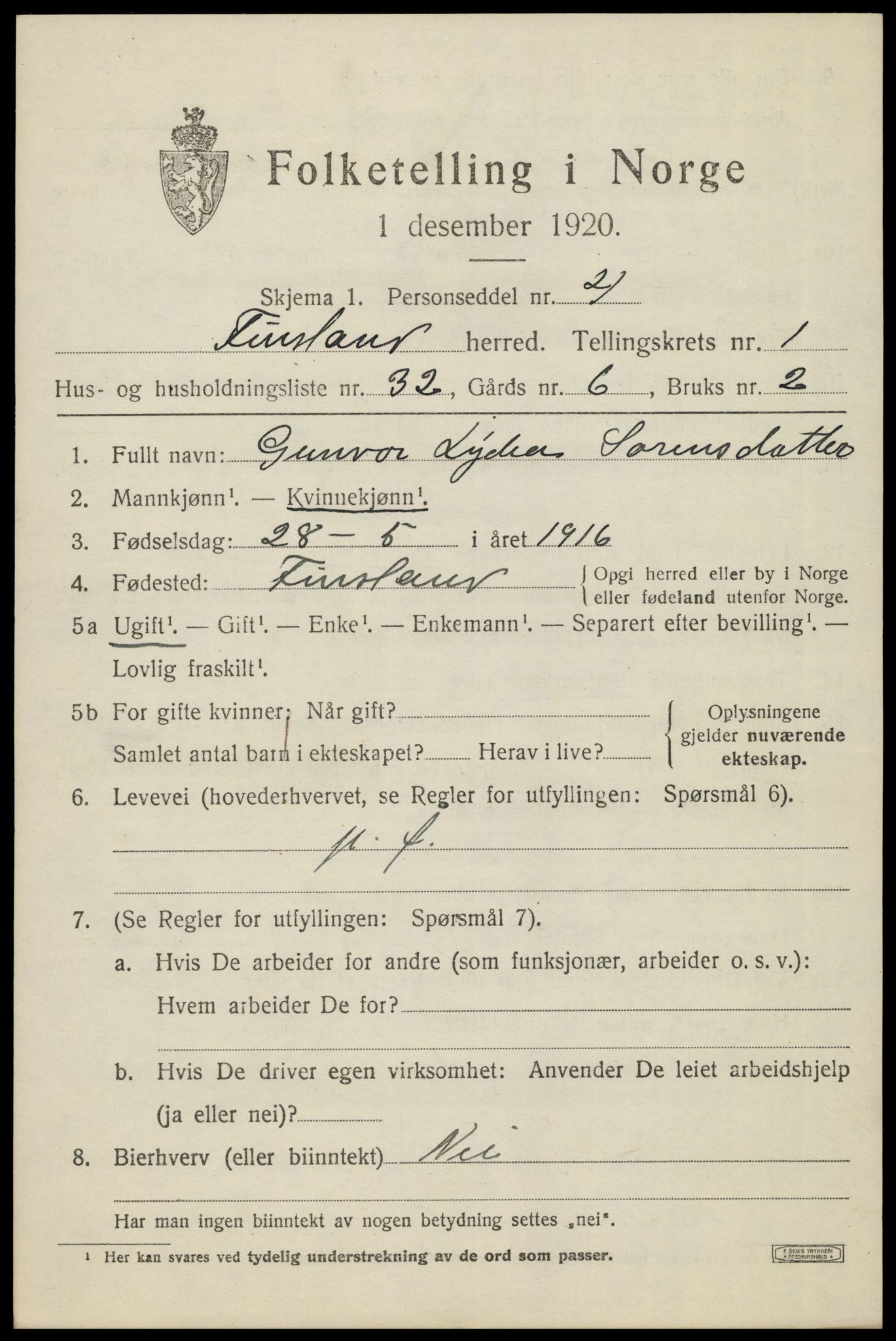 SAK, 1920 census for Finsland, 1920, p. 714