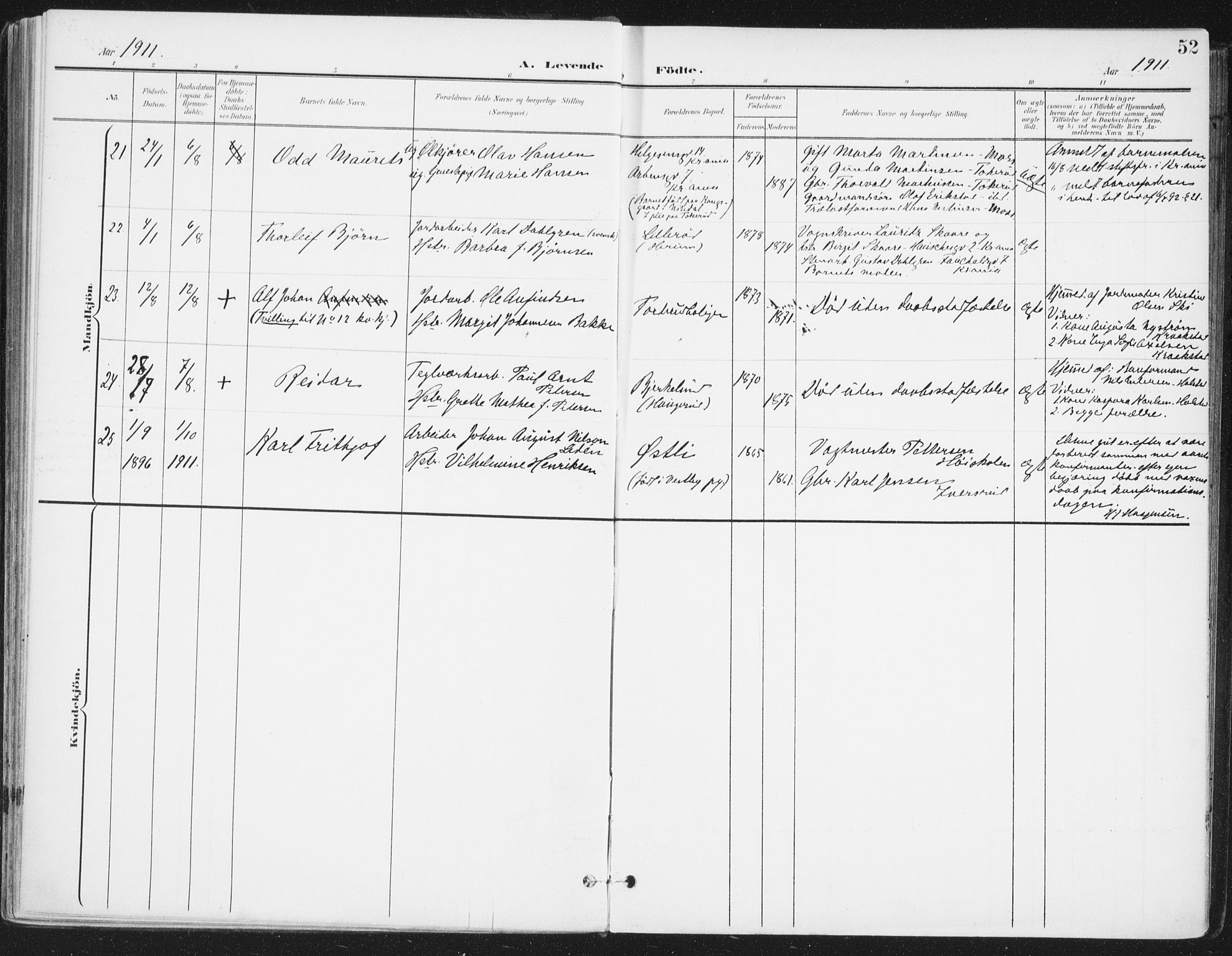 Ås prestekontor Kirkebøker, AV/SAO-A-10894/F/Fa/L0010: Parish register (official) no. I 10, 1900-1918, p. 52