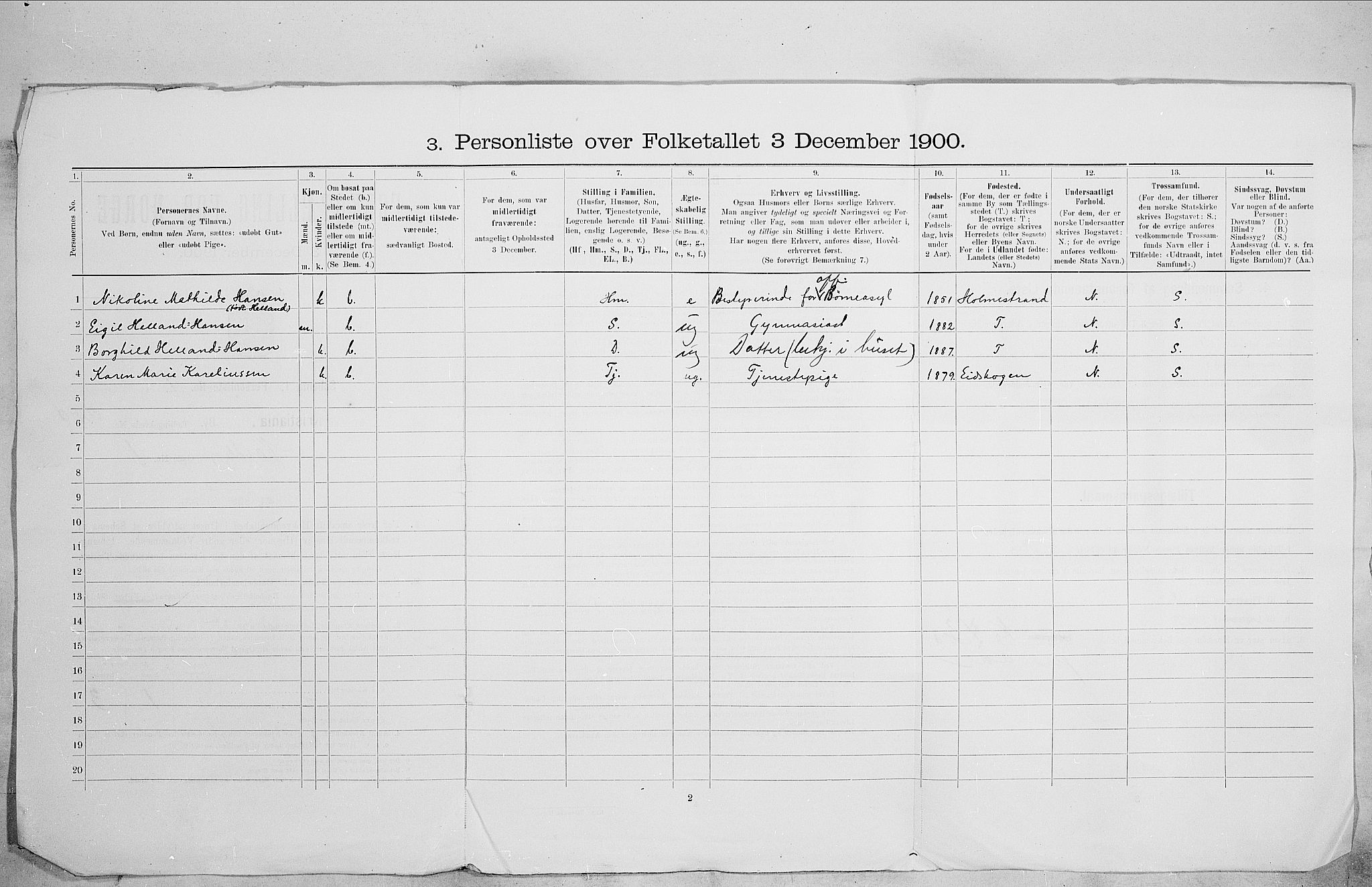 SAO, 1900 census for Kristiania, 1900, p. 64868