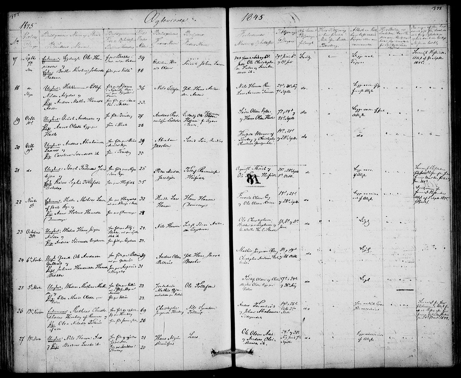 Sem kirkebøker, AV/SAKO-A-5/F/Fa/L0006: Parish register (official) no. I 6, 1843-1855, p. 377-378