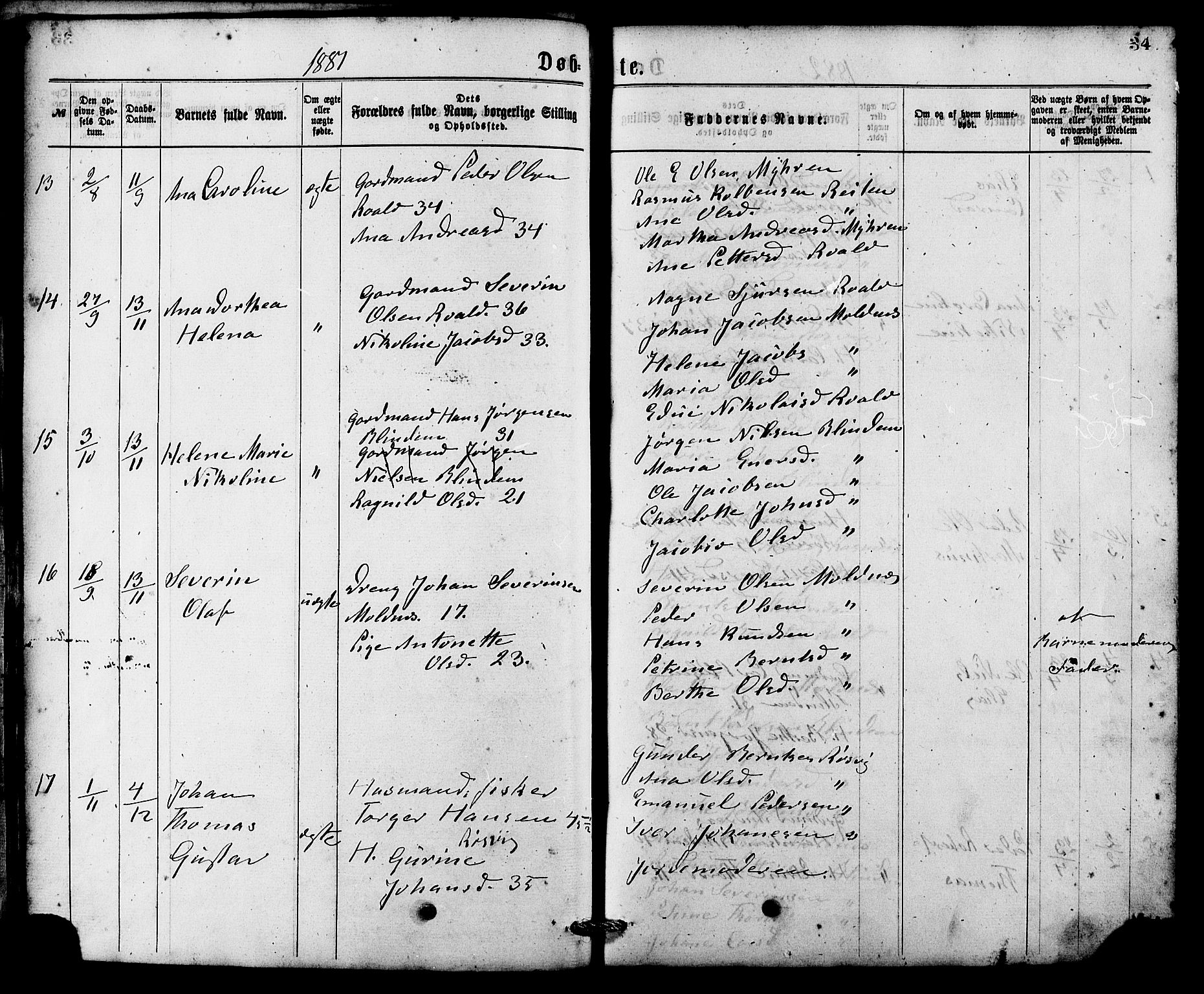 Ministerialprotokoller, klokkerbøker og fødselsregistre - Møre og Romsdal, AV/SAT-A-1454/537/L0519: Parish register (official) no. 537A03, 1876-1889, p. 34