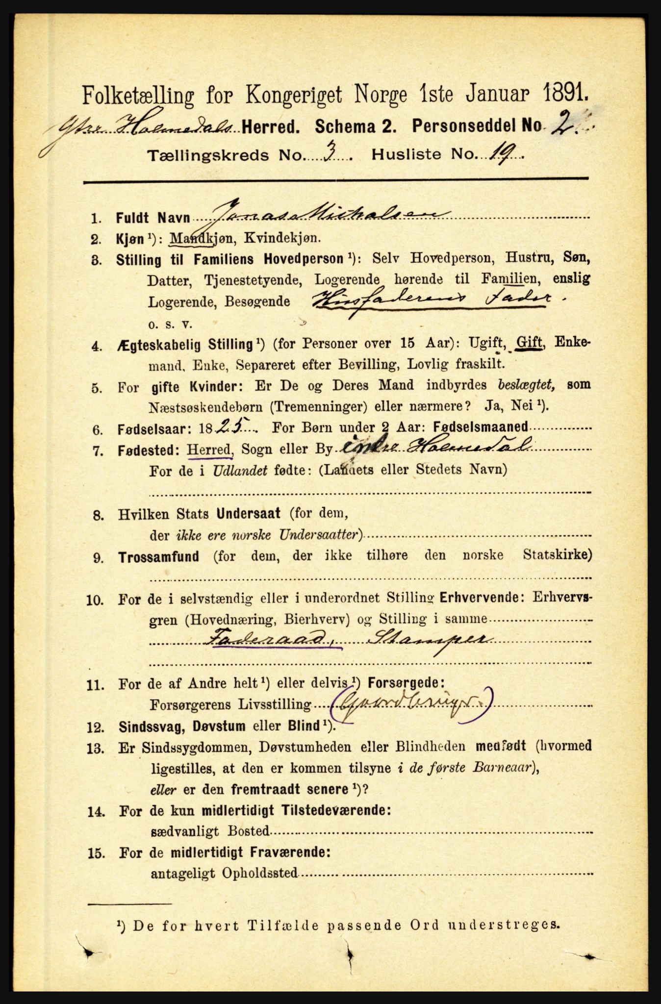 RA, 1891 census for 1429 Ytre Holmedal, 1891, p. 748