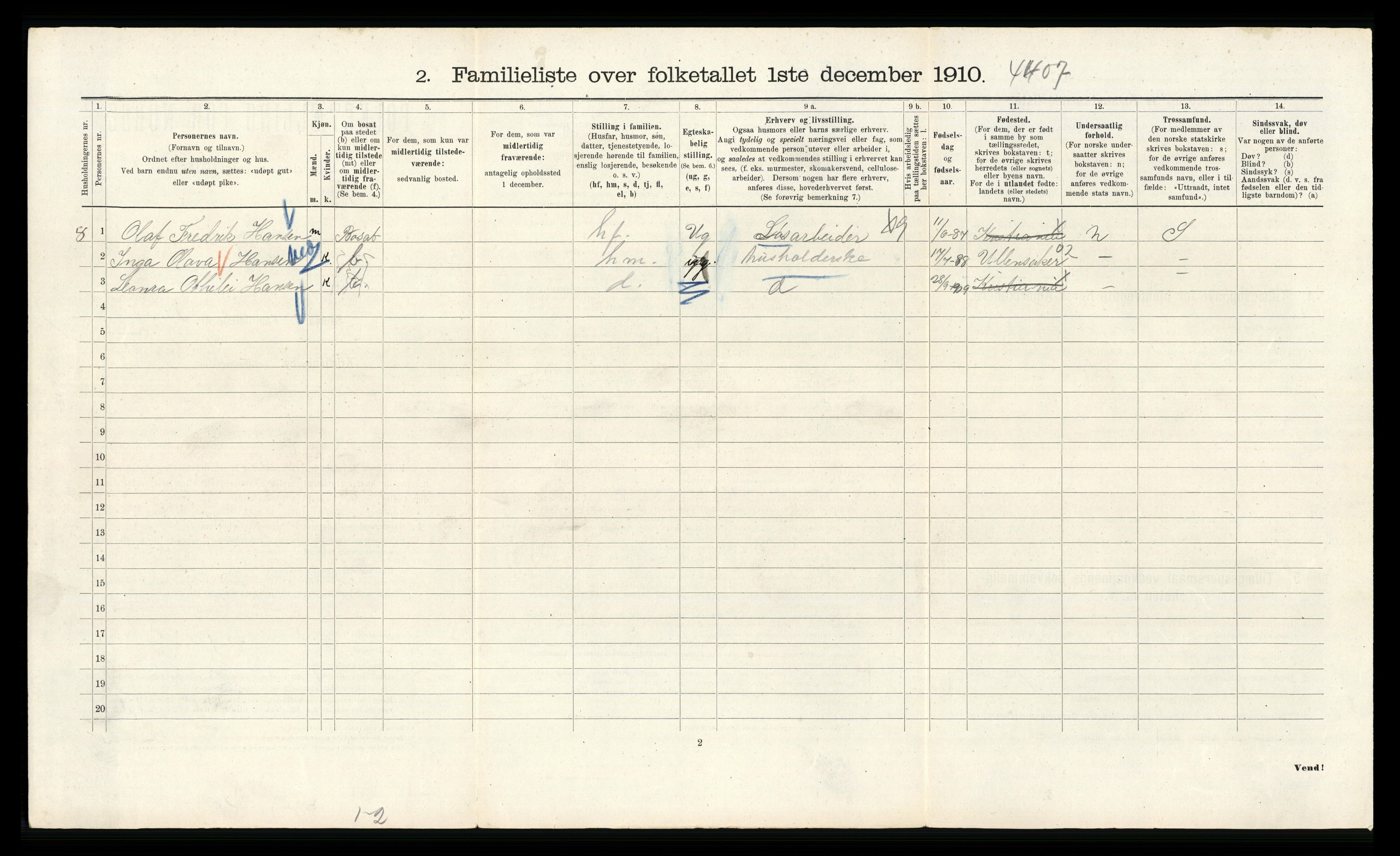 RA, 1910 census for Kristiania, 1910, p. 63156