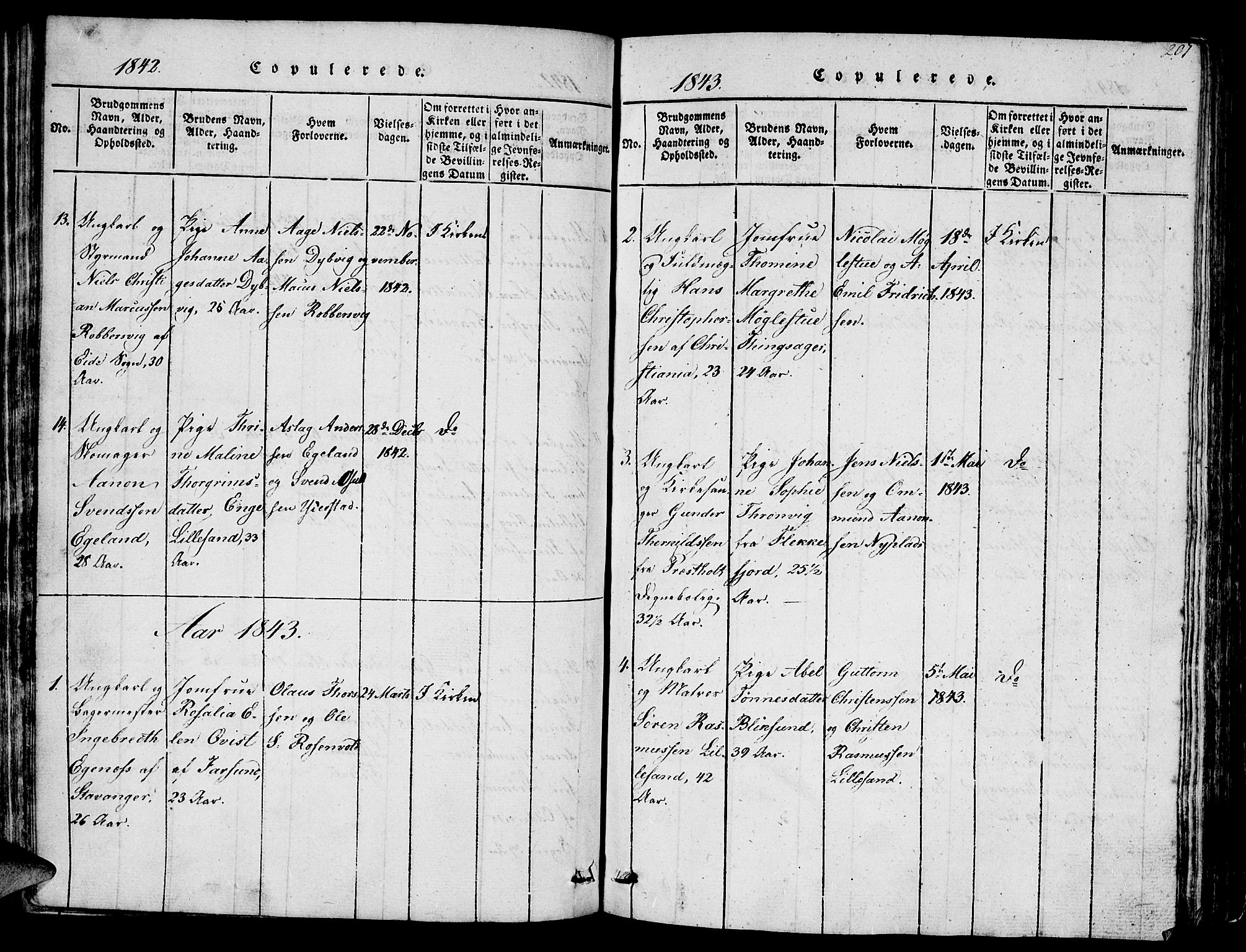 Vestre Moland sokneprestkontor, AV/SAK-1111-0046/F/Fb/Fbb/L0001: Parish register (copy) no. B 1, 1816-1851, p. 207