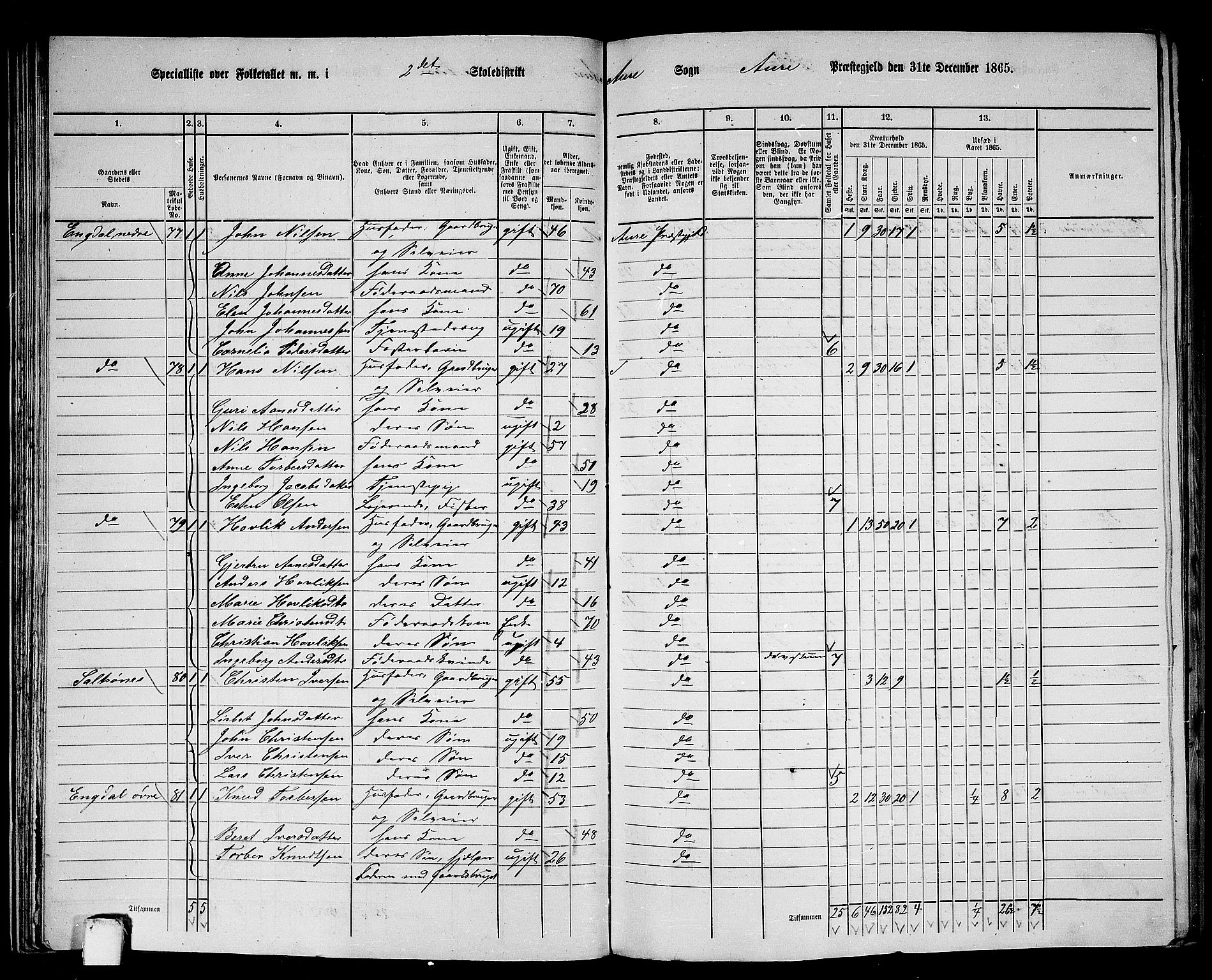 RA, 1865 census for Aure, 1865, p. 39