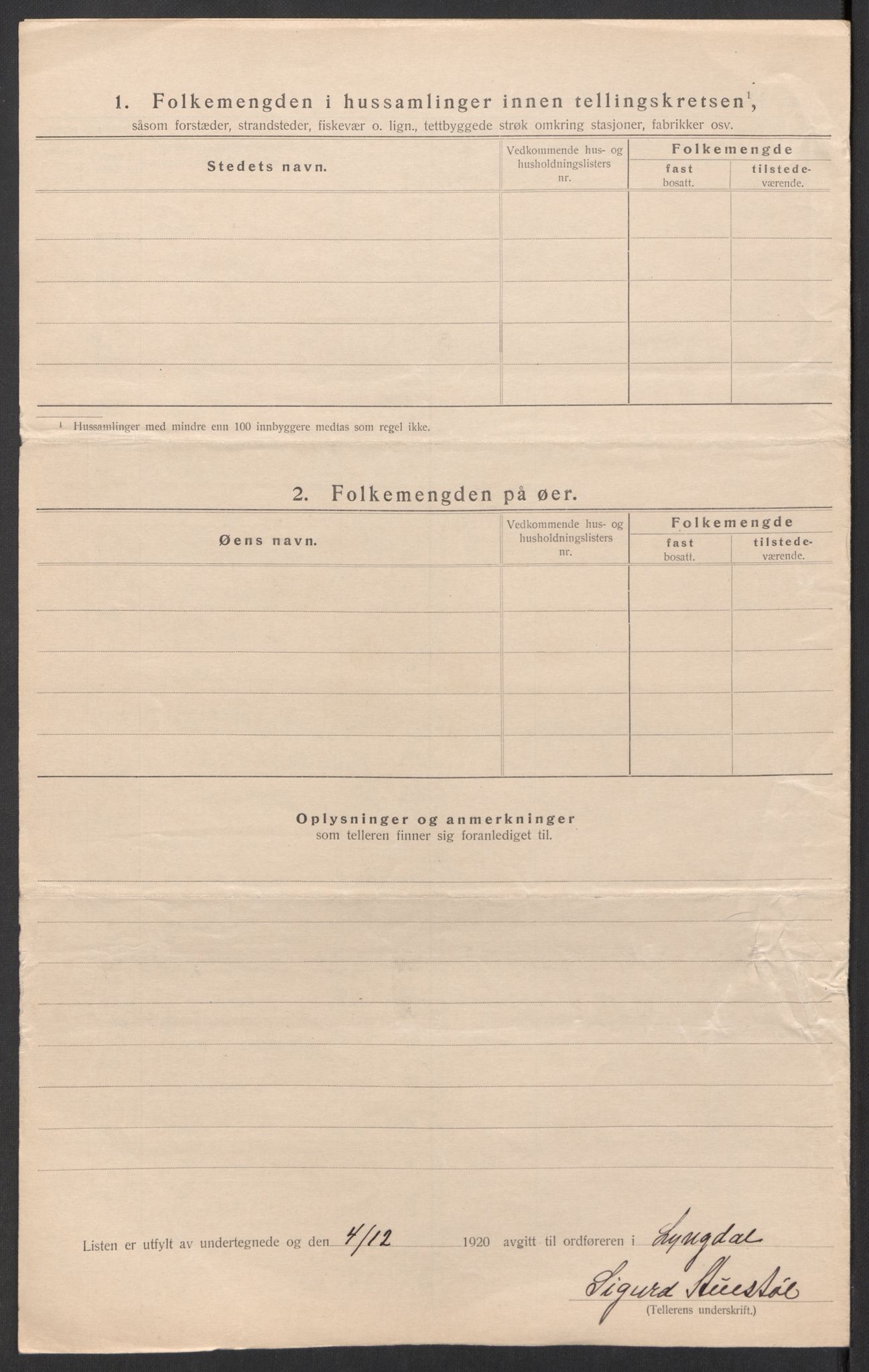 SAK, 1920 census for Lyngdal, 1920, p. 26