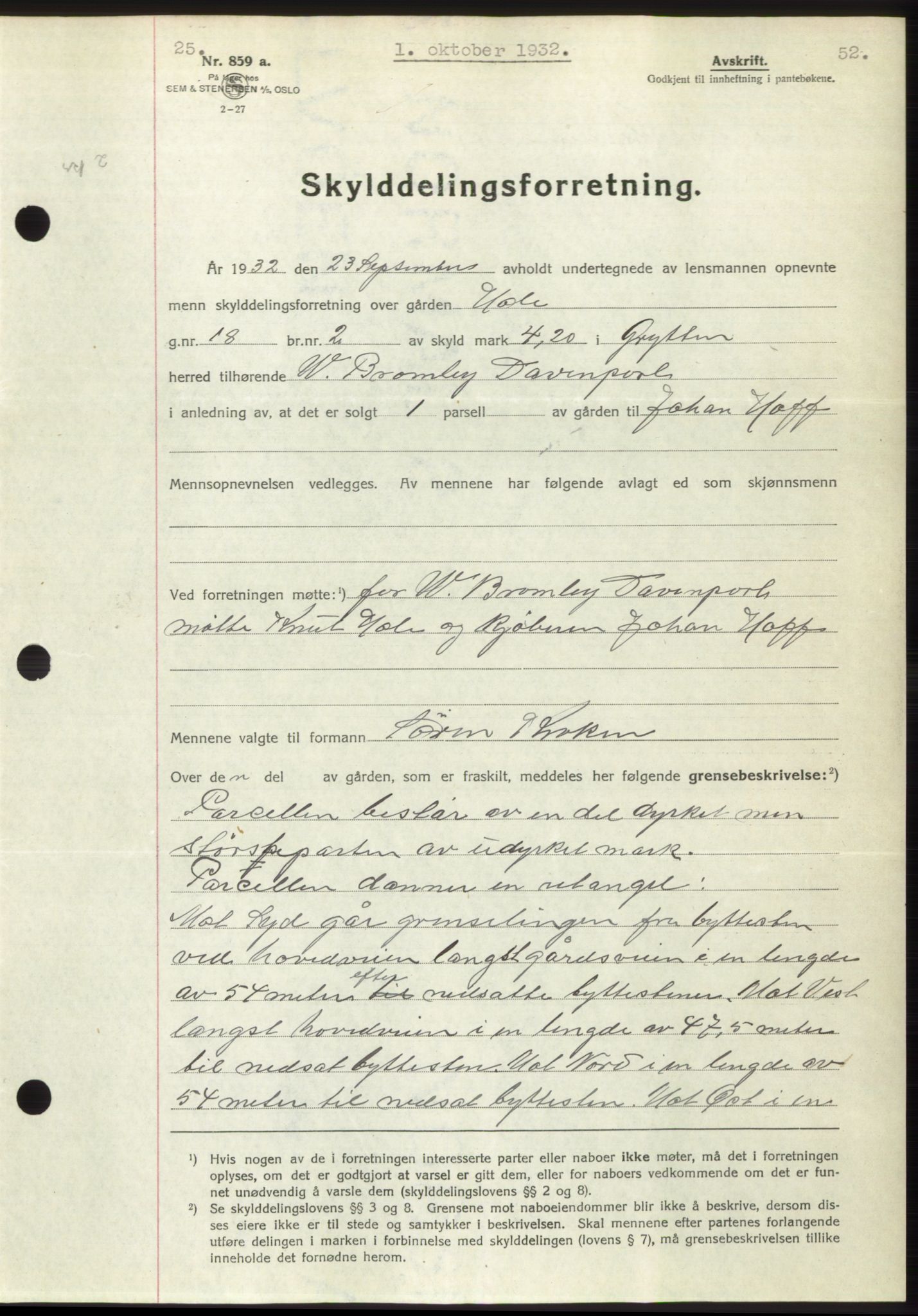 Romsdal sorenskriveri, AV/SAT-A-4149/1/2/2C/L0062: Mortgage book no. 56, 1932-1933, Deed date: 01.10.1932