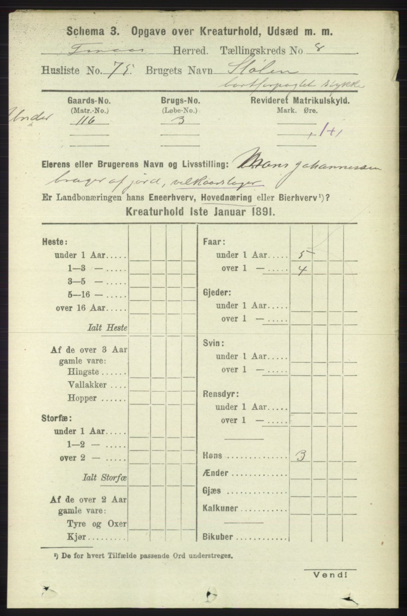 RA, 1891 census for 1218 Finnås, 1891, p. 7028