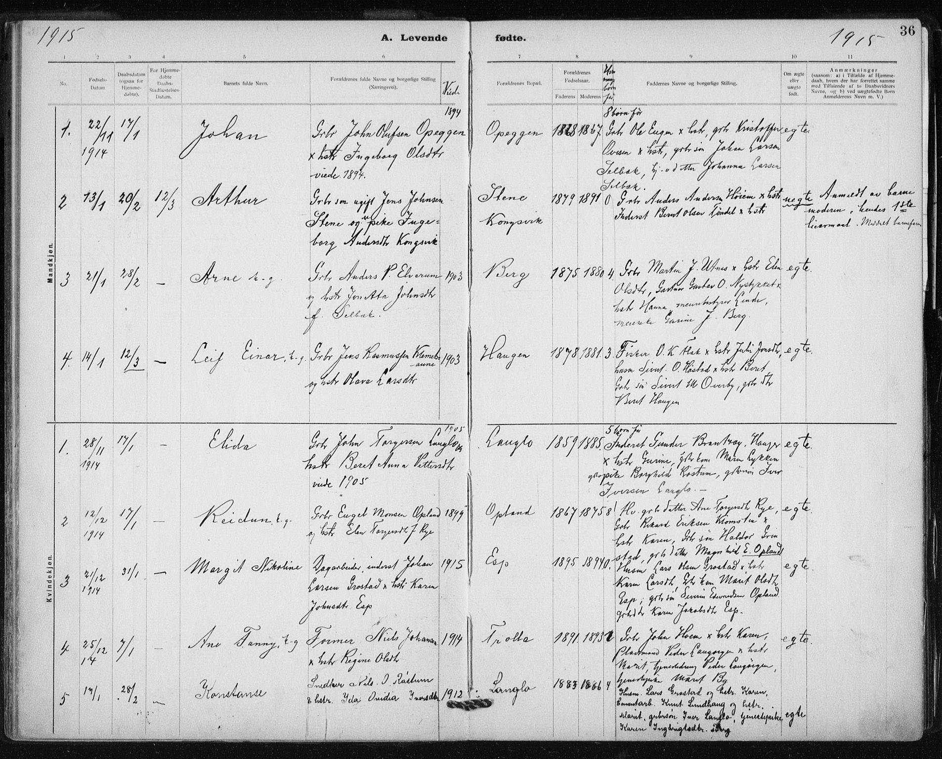Ministerialprotokoller, klokkerbøker og fødselsregistre - Sør-Trøndelag, SAT/A-1456/612/L0381: Parish register (official) no. 612A13, 1907-1923, p. 36