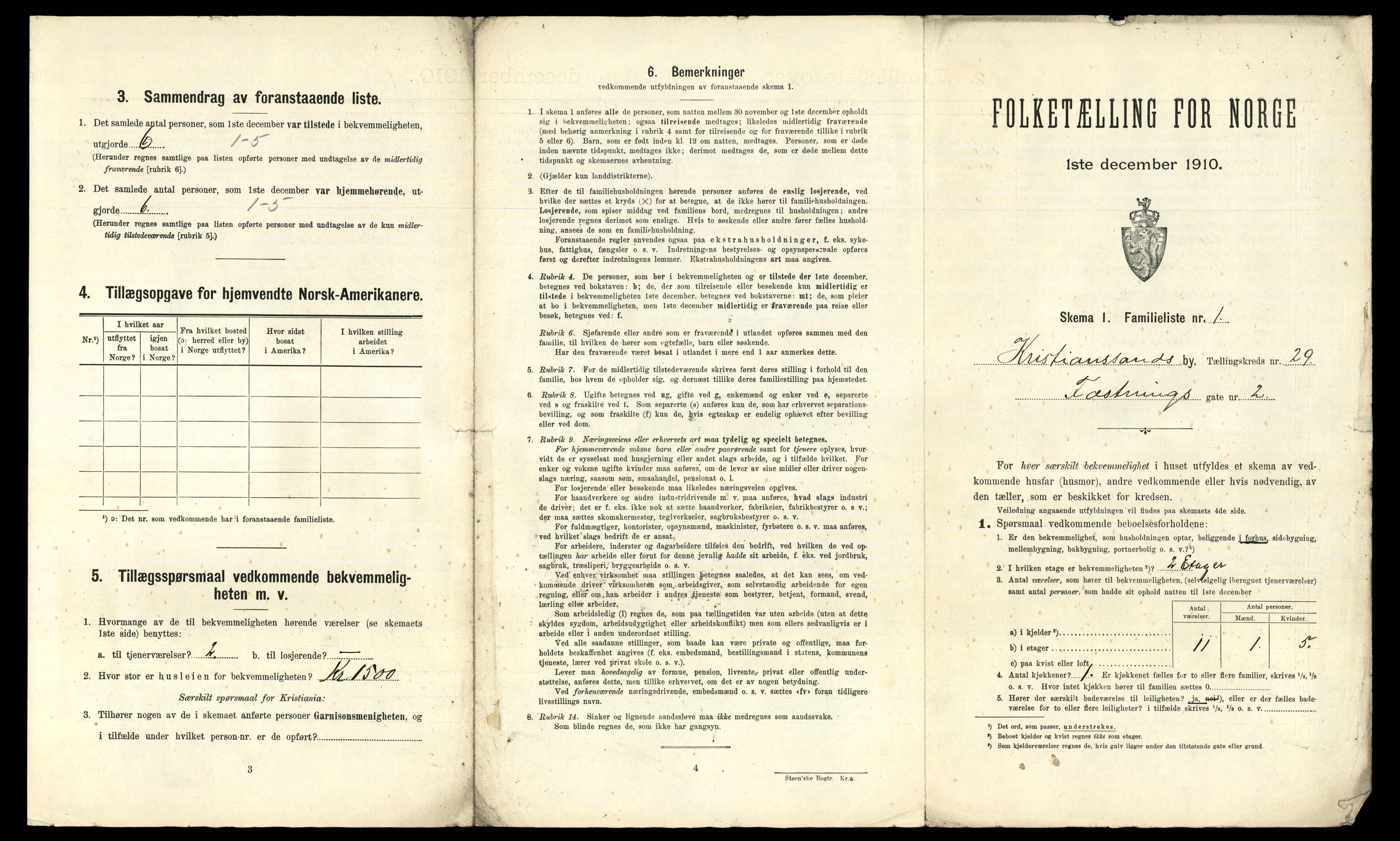 RA, 1910 census for Kristiansand, 1910, p. 7662