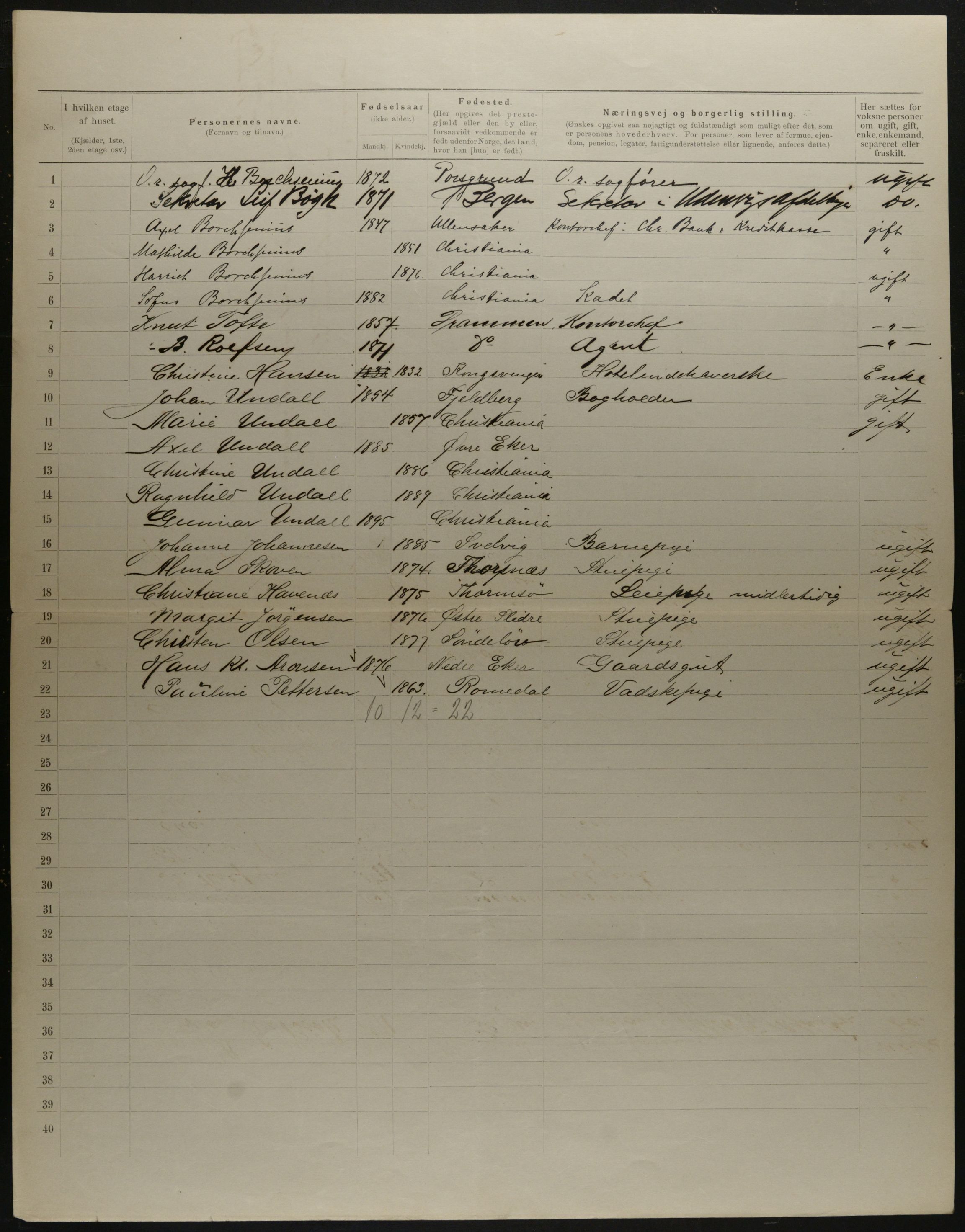 OBA, Municipal Census 1901 for Kristiania, 1901, p. 17463