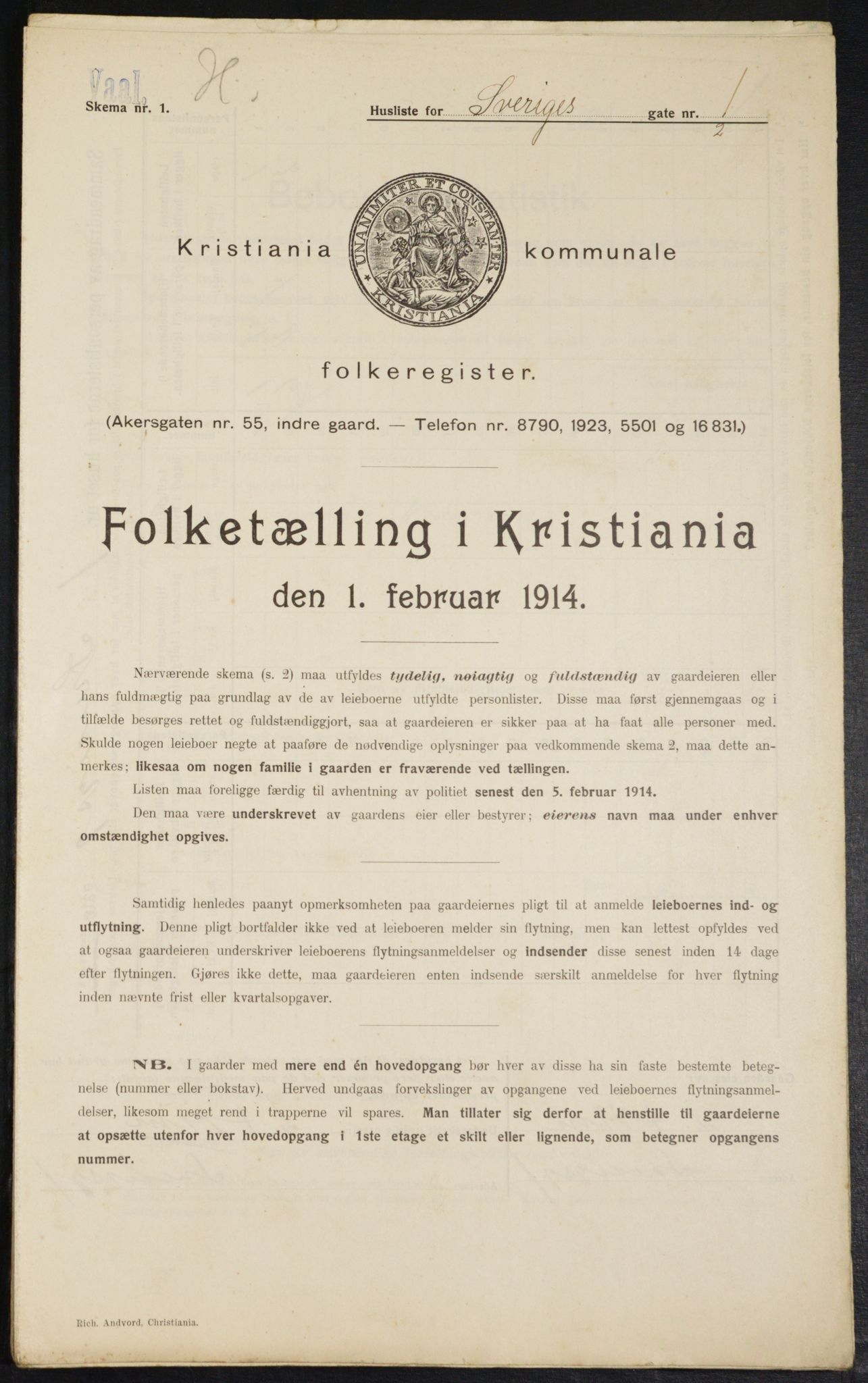 OBA, Municipal Census 1914 for Kristiania, 1914, p. 106447