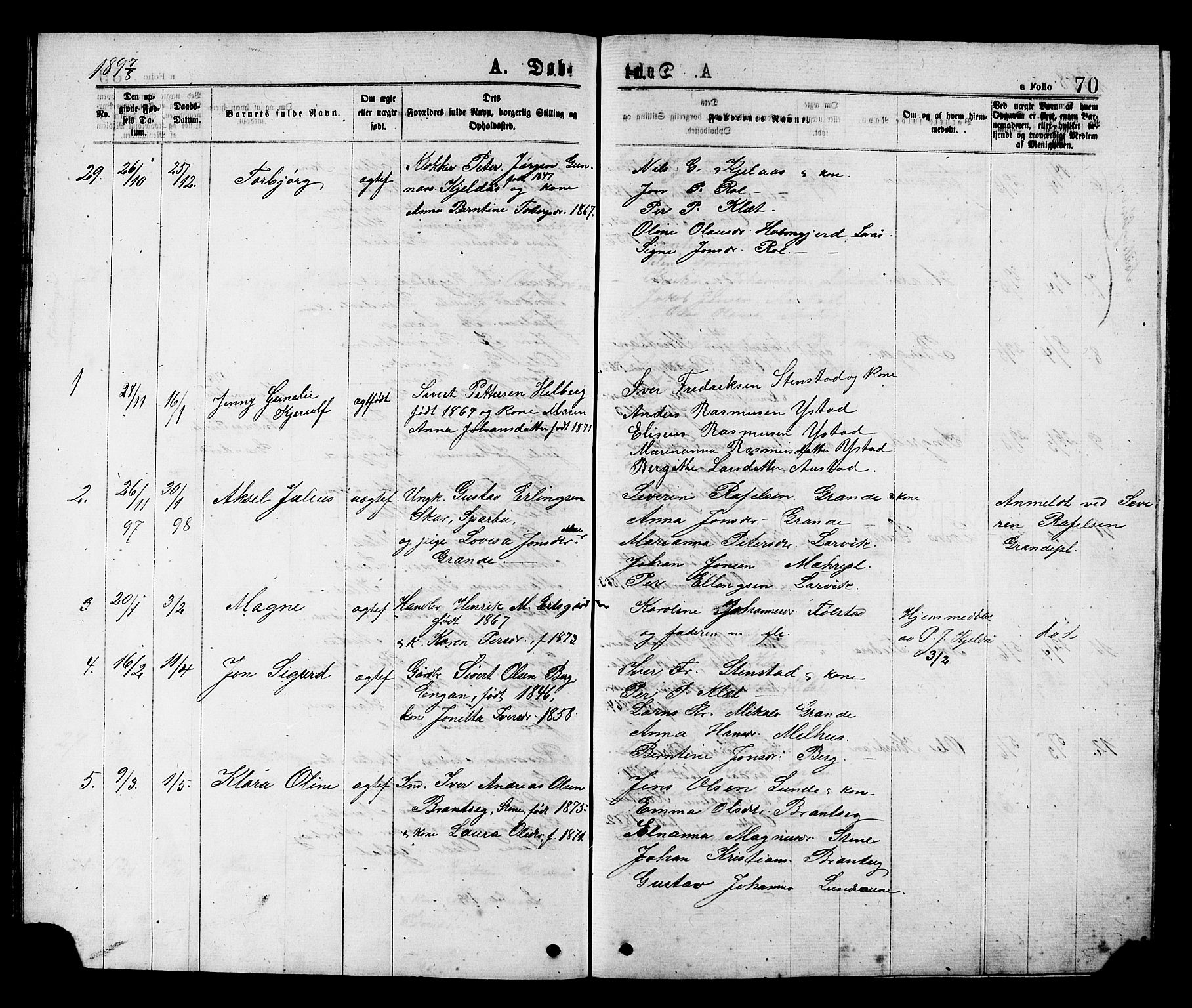 Ministerialprotokoller, klokkerbøker og fødselsregistre - Nord-Trøndelag, SAT/A-1458/731/L0311: Parish register (copy) no. 731C02, 1875-1911, p. 70