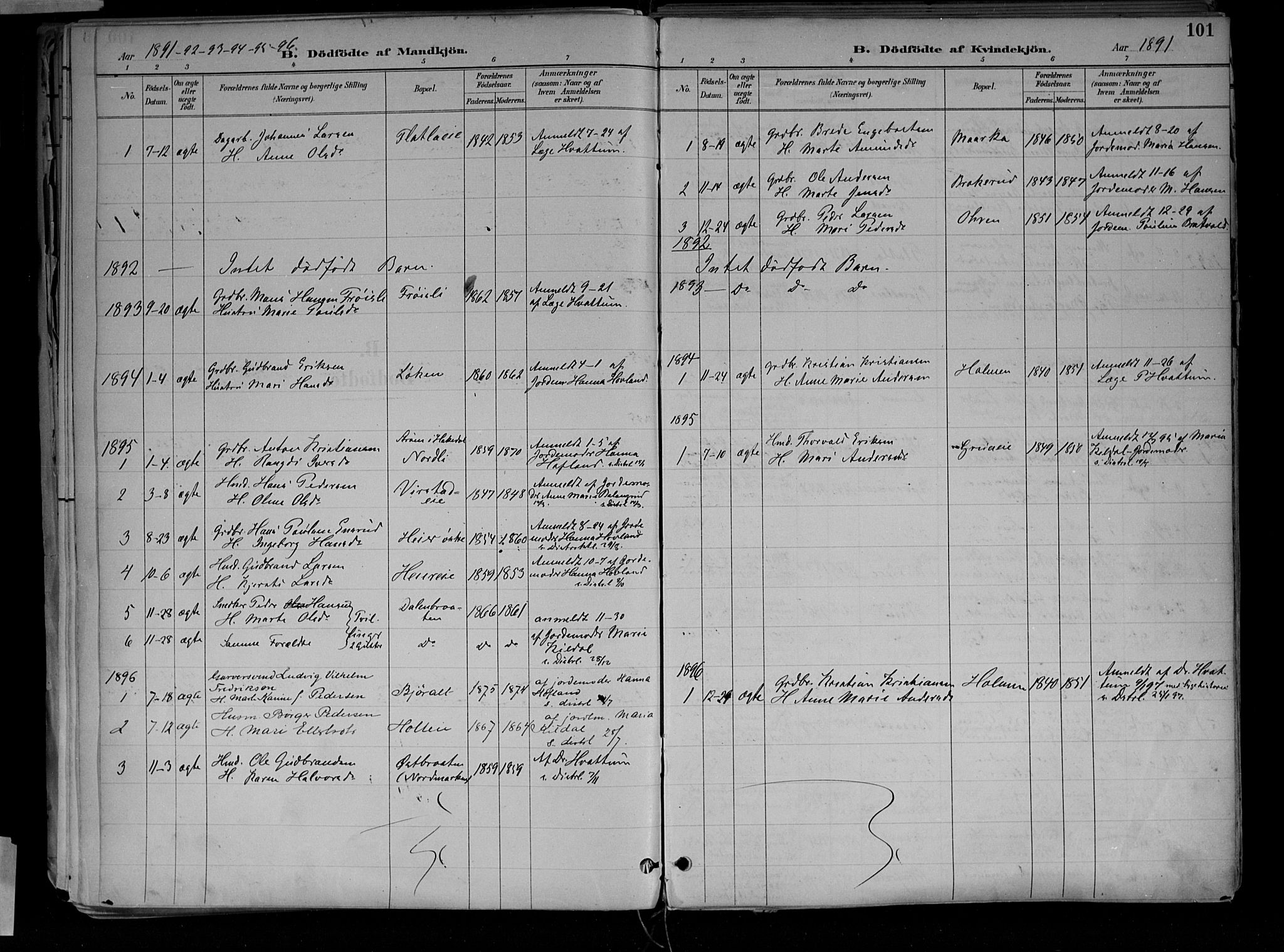 Jevnaker prestekontor, AV/SAH-PREST-116/H/Ha/Haa/L0010: Parish register (official) no. 10, 1891-1906, p. 101