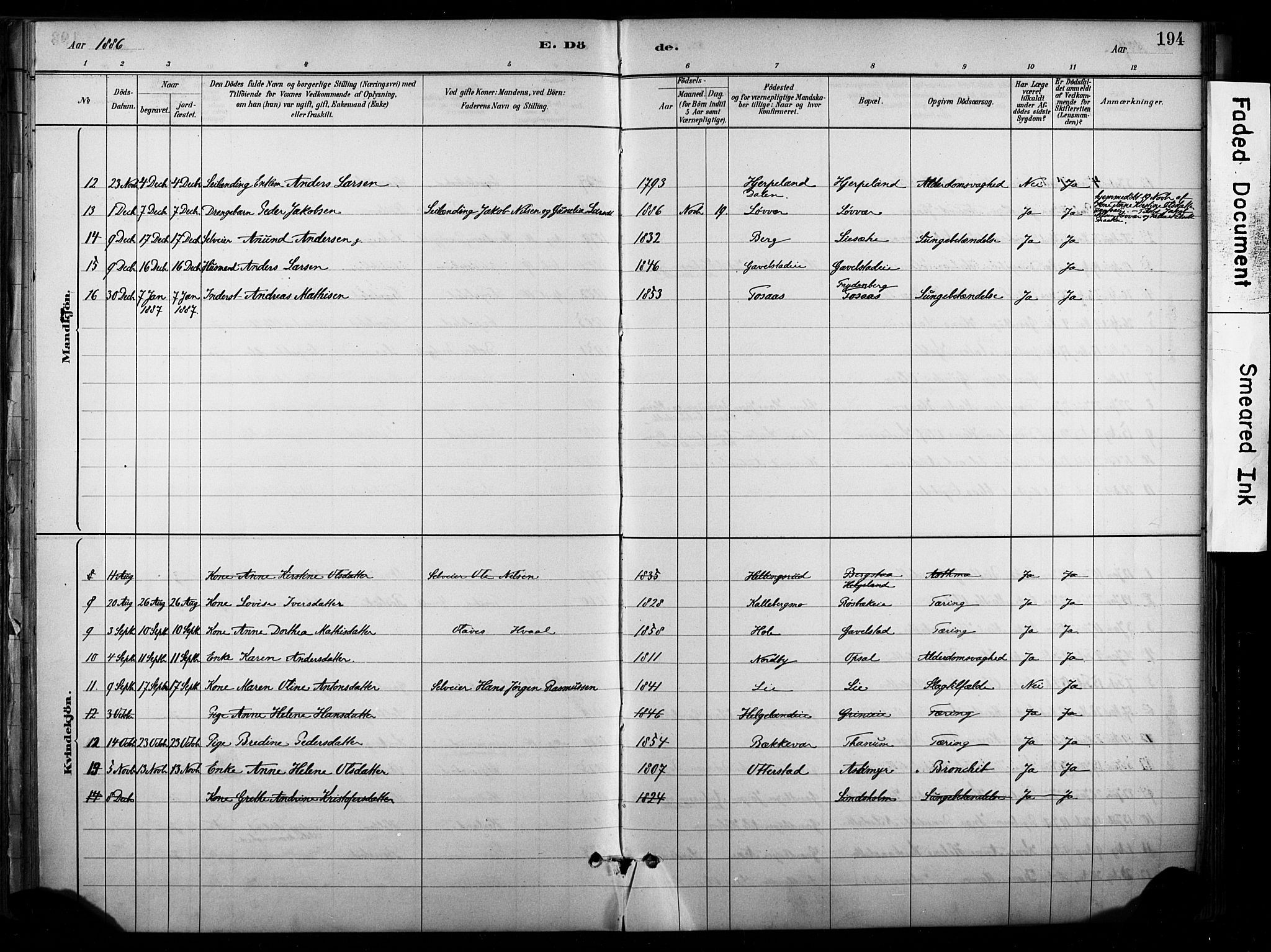 Lardal kirkebøker, SAKO/A-350/F/Fb/L0001: Parish register (official) no. II 1, 1881-1911, p. 194
