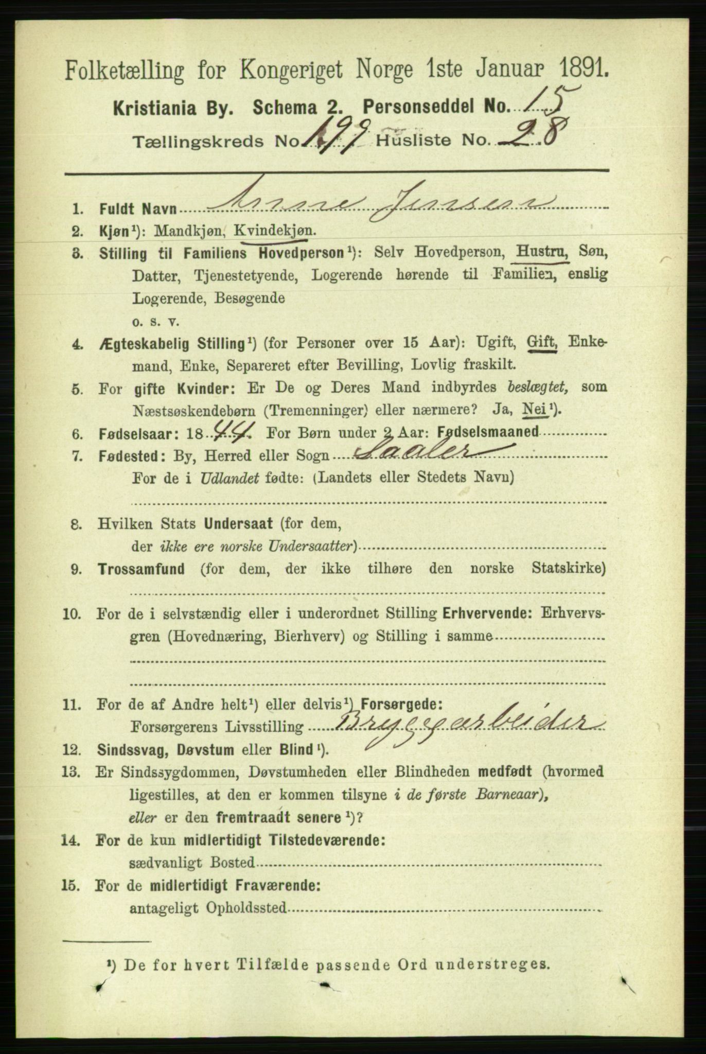 RA, 1891 census for 0301 Kristiania, 1891, p. 120190