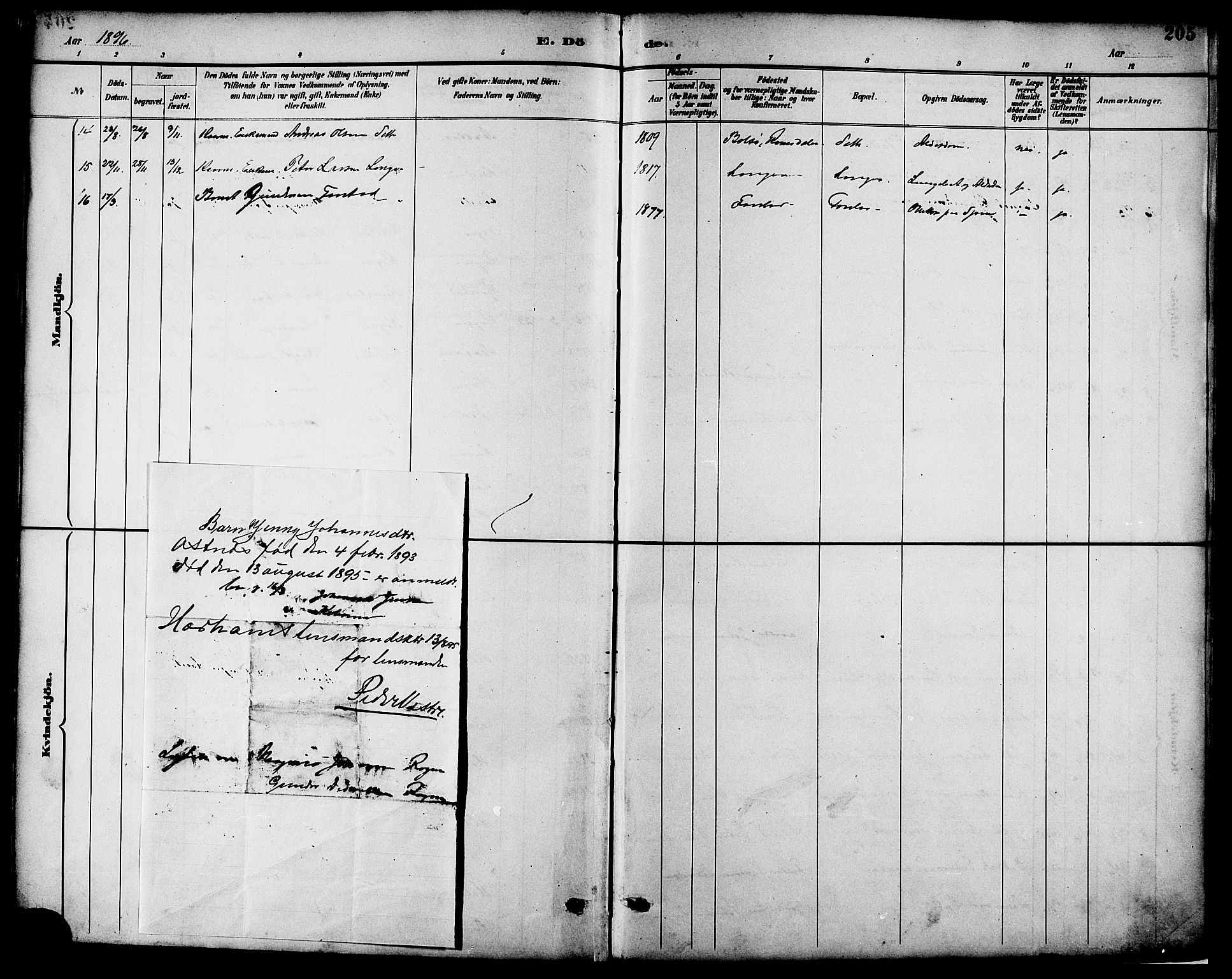 Ministerialprotokoller, klokkerbøker og fødselsregistre - Møre og Romsdal, SAT/A-1454/536/L0501: Parish register (official) no. 536A10, 1884-1896, p. 205