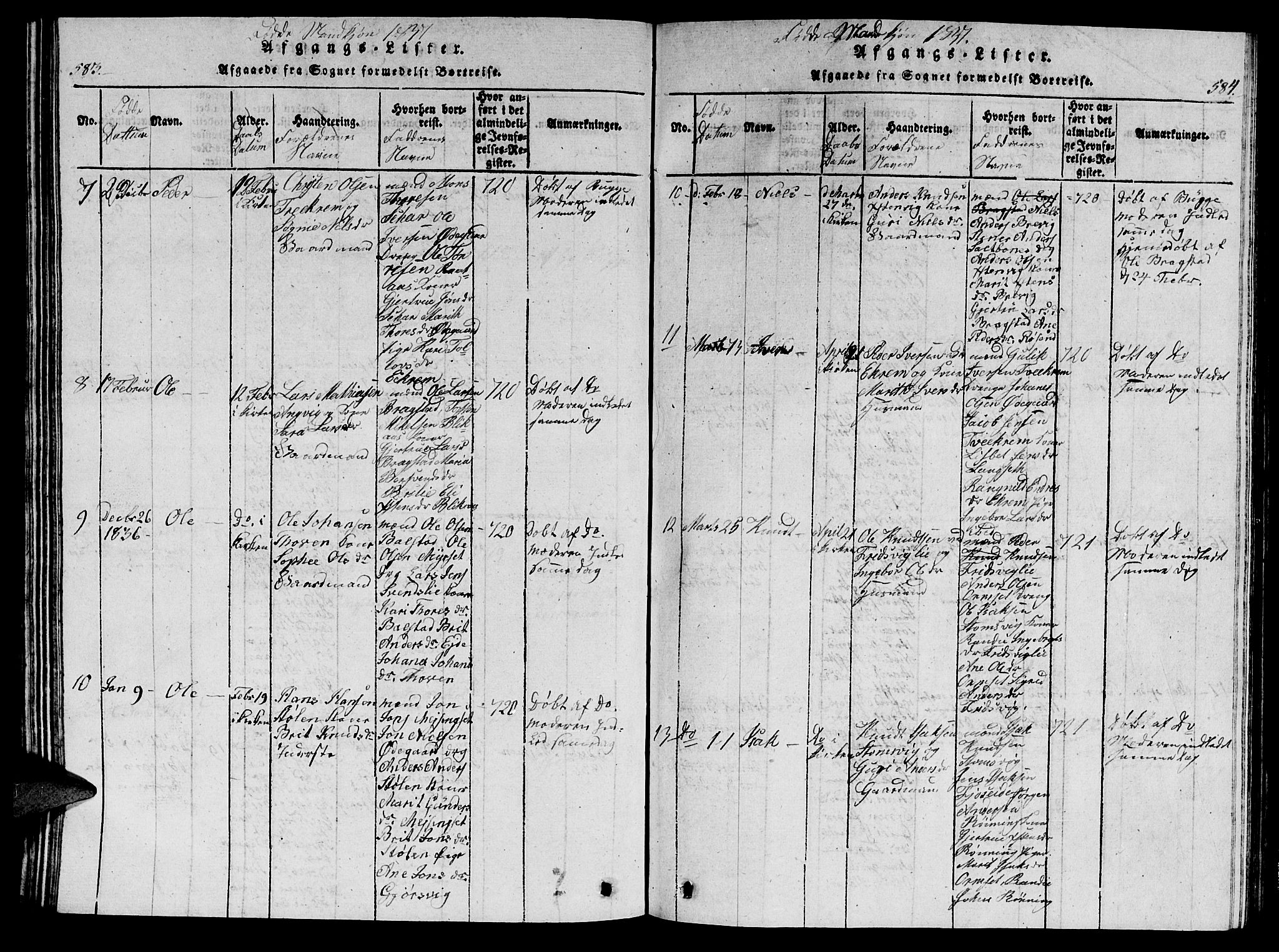 Ministerialprotokoller, klokkerbøker og fødselsregistre - Møre og Romsdal, AV/SAT-A-1454/586/L0990: Parish register (copy) no. 586C01, 1819-1837, p. 583-584