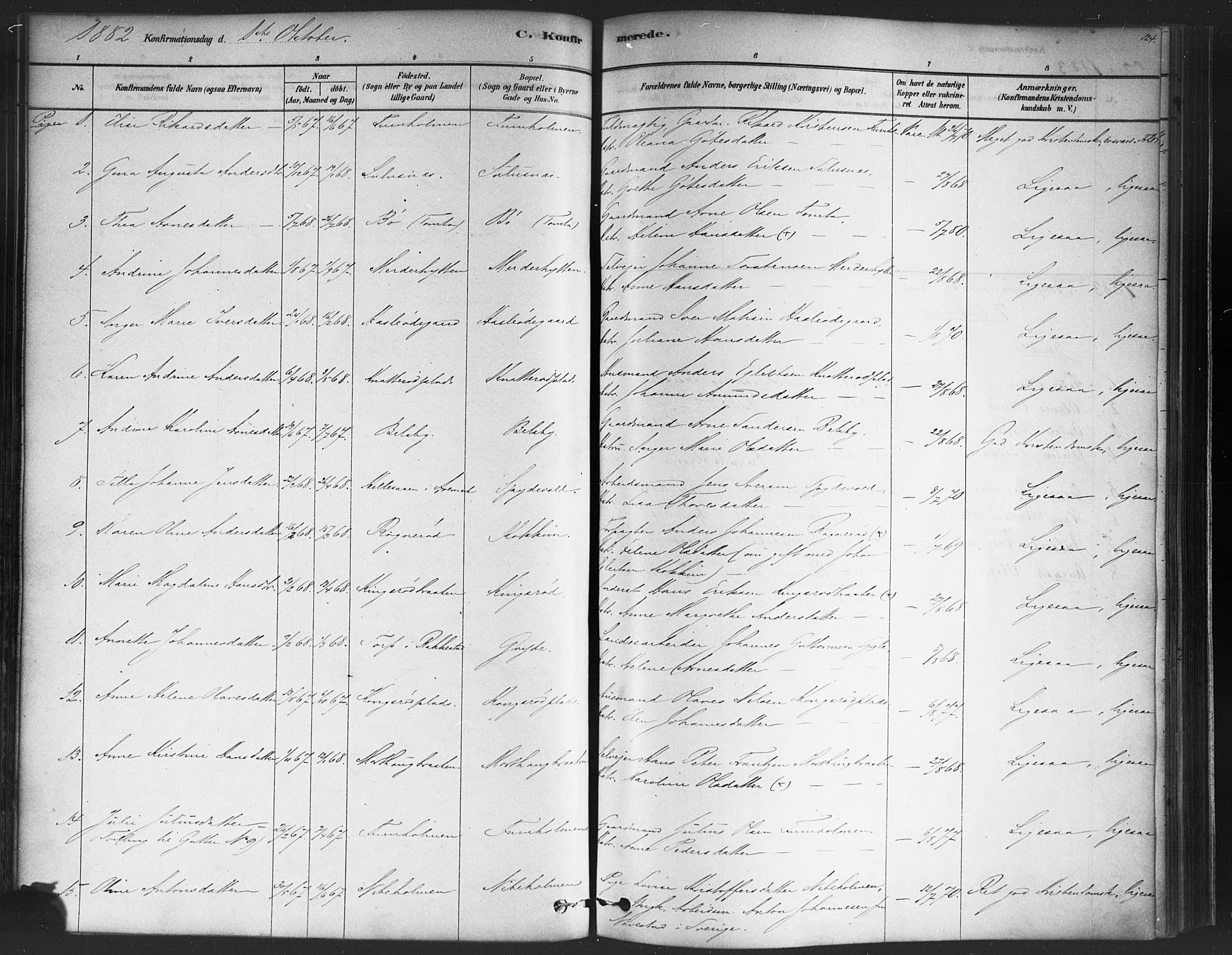 Varteig prestekontor Kirkebøker, AV/SAO-A-10447a/F/Fa/L0002: Parish register (official) no. 2, 1878-1899, p. 124