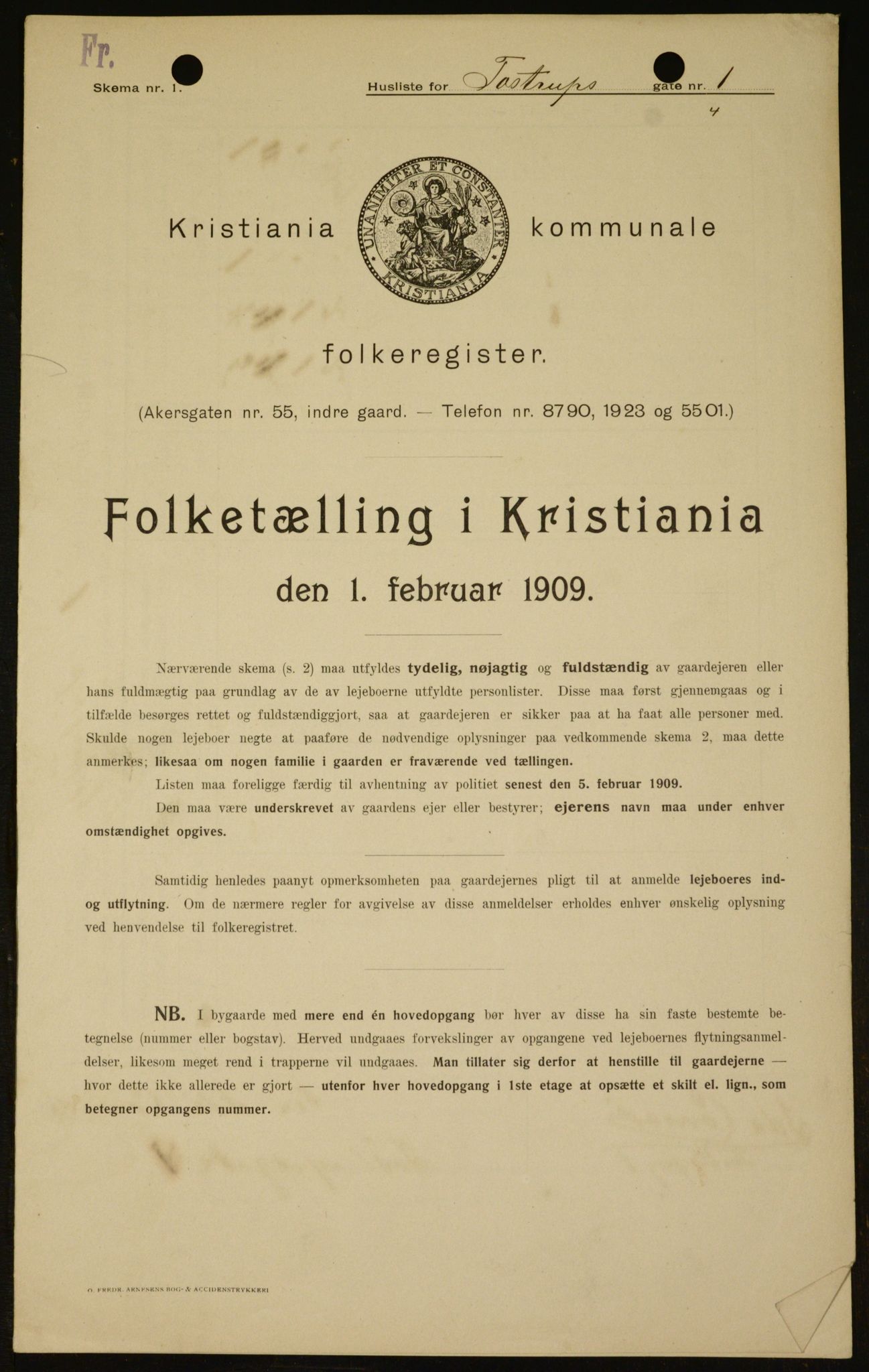 OBA, Municipal Census 1909 for Kristiania, 1909, p. 104477