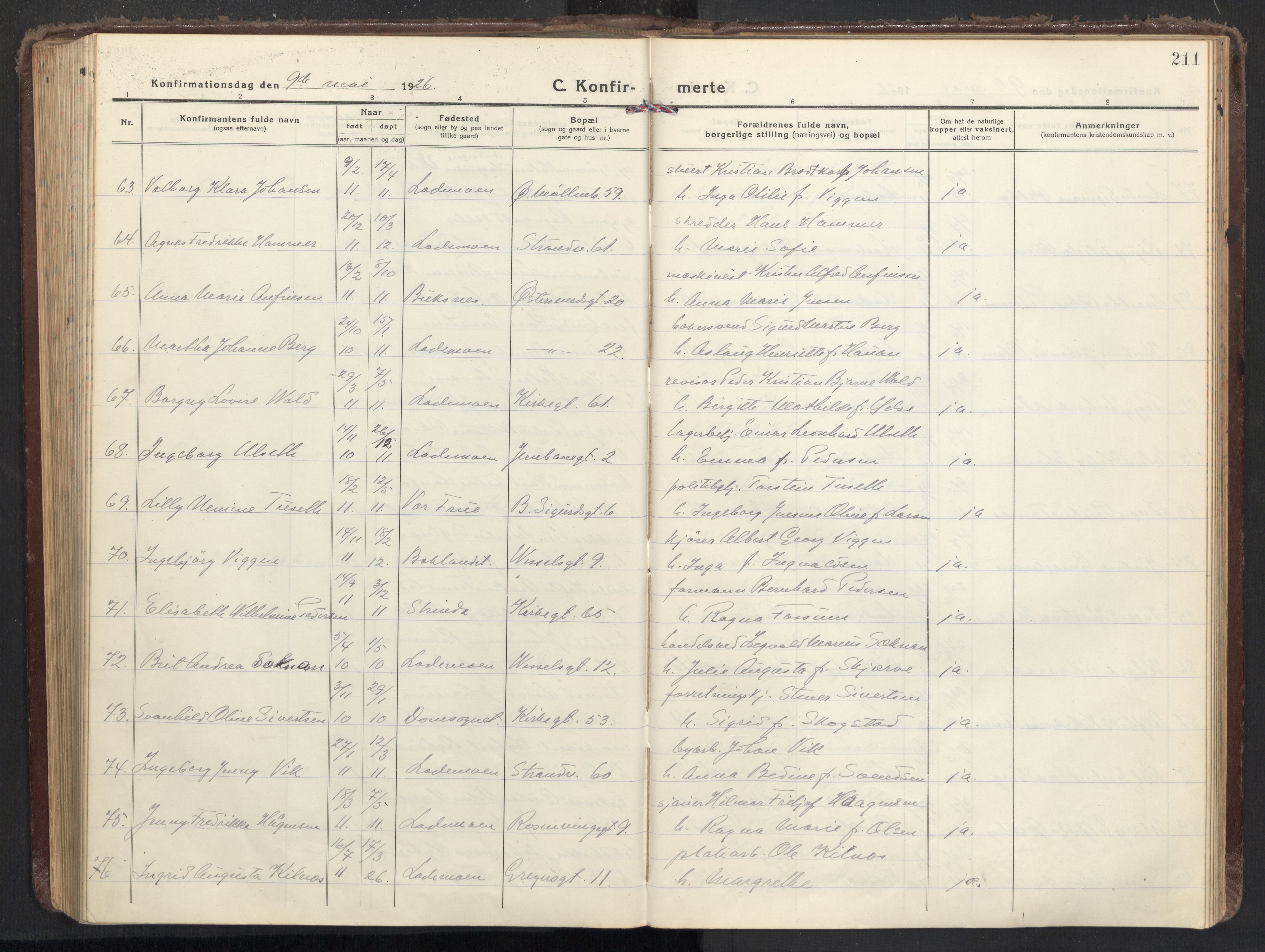 Ministerialprotokoller, klokkerbøker og fødselsregistre - Sør-Trøndelag, AV/SAT-A-1456/605/L0247: Parish register (official) no. 605A09, 1918-1930, p. 211