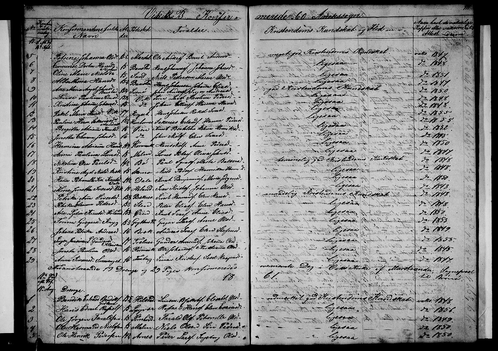 Ministerialprotokoller, klokkerbøker og fødselsregistre - Nordland, AV/SAT-A-1459/812/L0187: Parish register (copy) no. 812C05, 1850-1883, p. 111