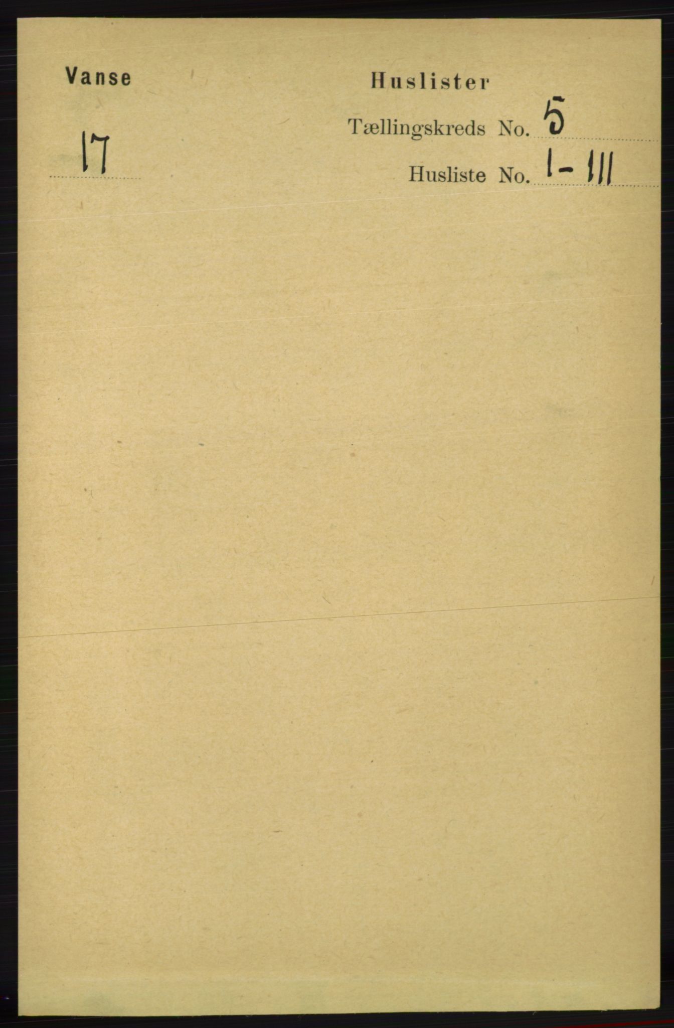 RA, 1891 census for 1041 Vanse, 1891, p. 2680