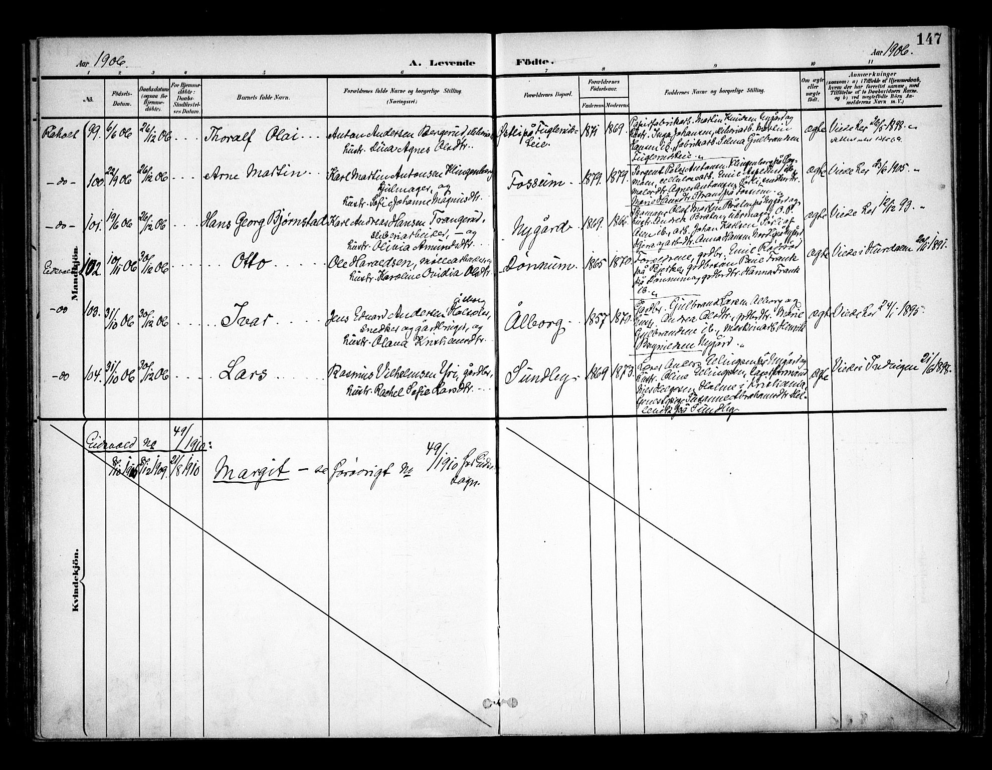 Eidsvoll prestekontor Kirkebøker, AV/SAO-A-10888/F/Fa/L0006: Parish register (official) no. I 6, 1900-1907, p. 147