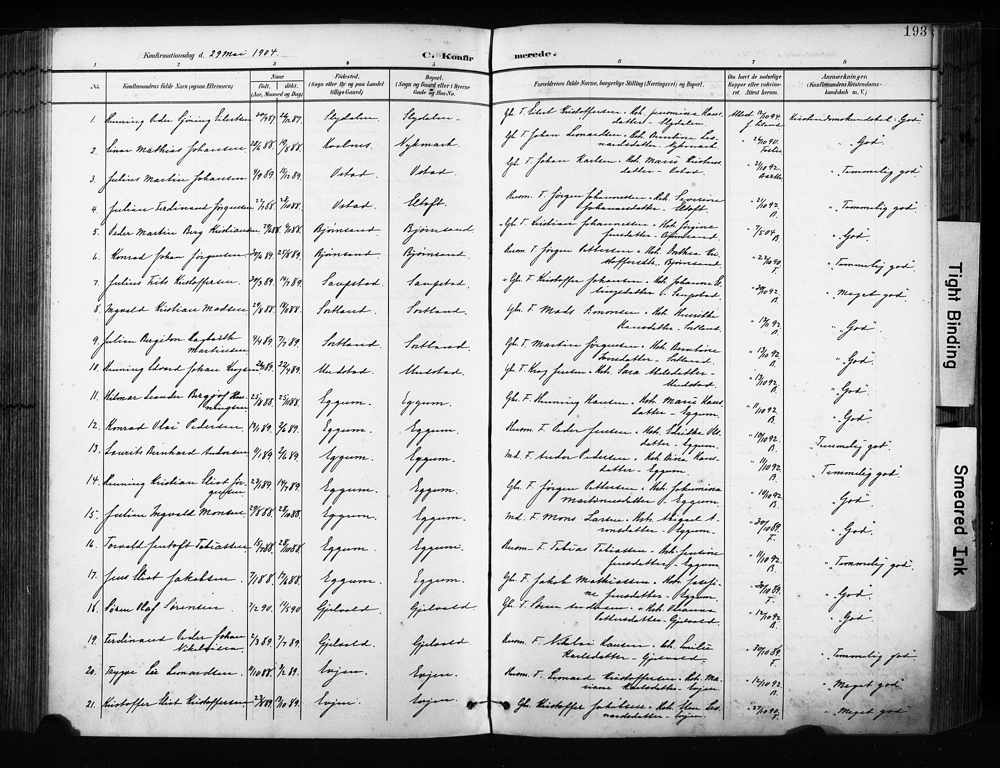 Ministerialprotokoller, klokkerbøker og fødselsregistre - Nordland, AV/SAT-A-1459/880/L1134: Parish register (official) no. 880A08, 1899-1908, p. 193