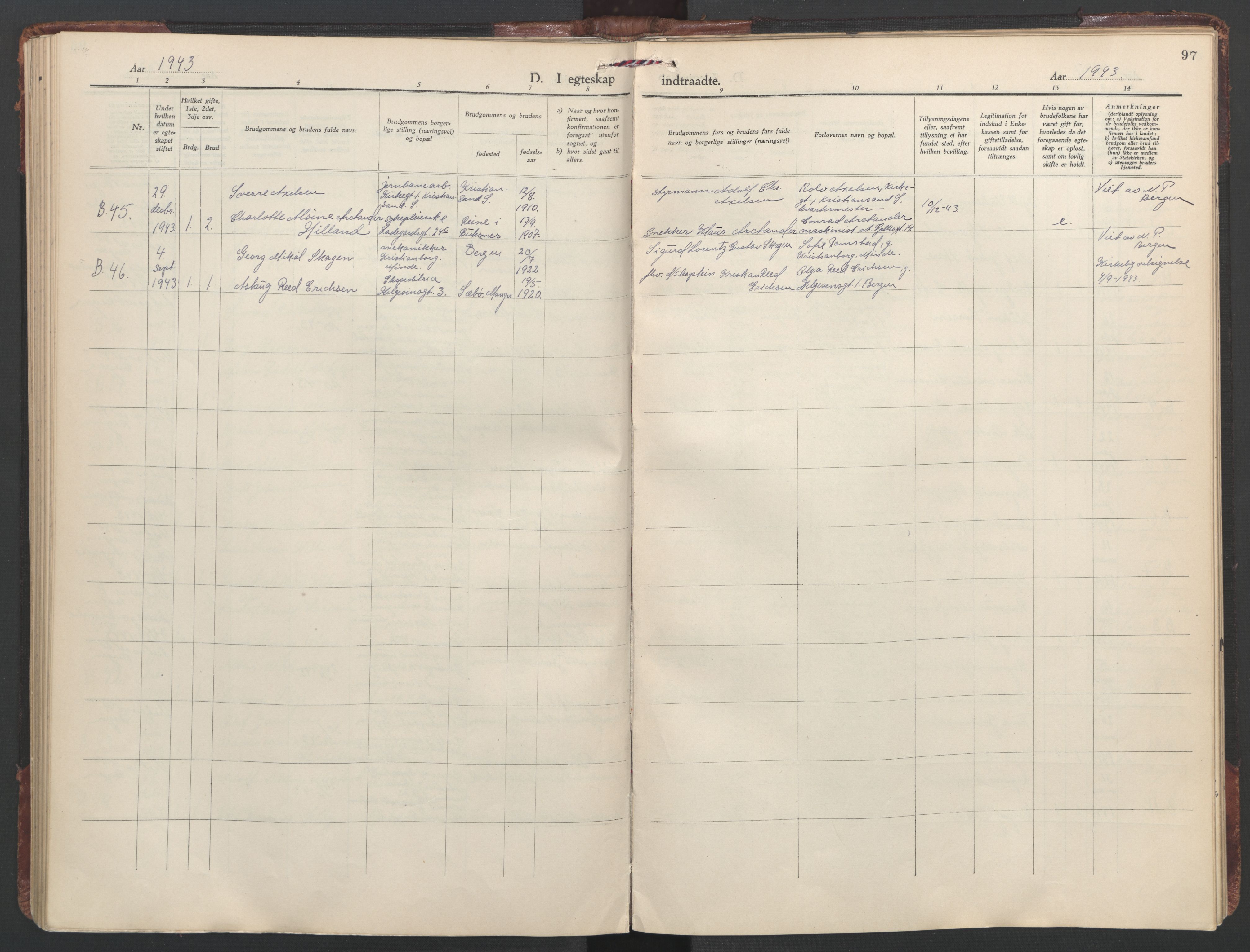 St. Olavs Sokneprestembete, SAB/A-78101/H/Haa: Parish register (official) no. C 1, 1928-1954, p. 97