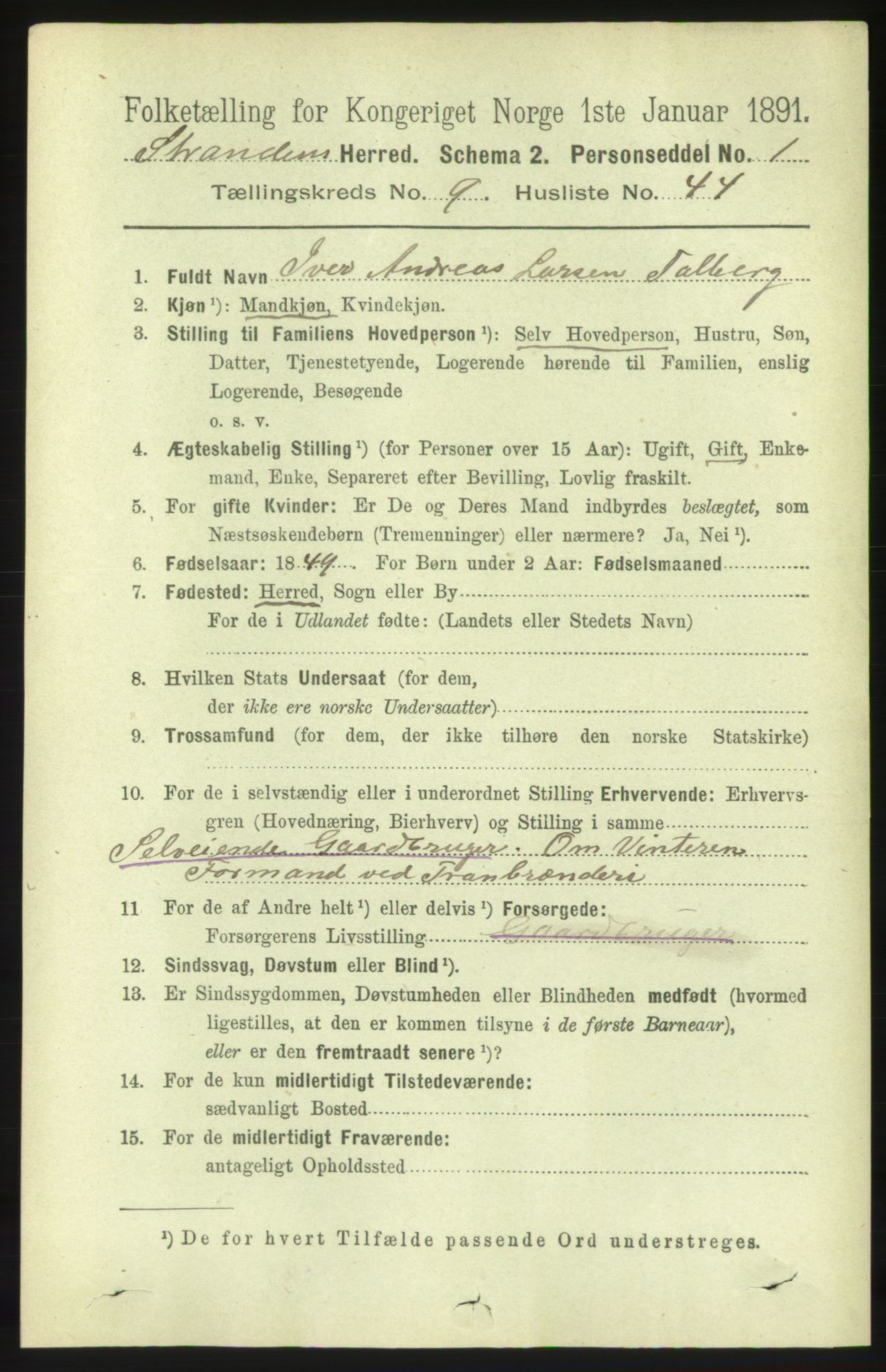 RA, 1891 census for 1525 Stranda, 1891, p. 2361